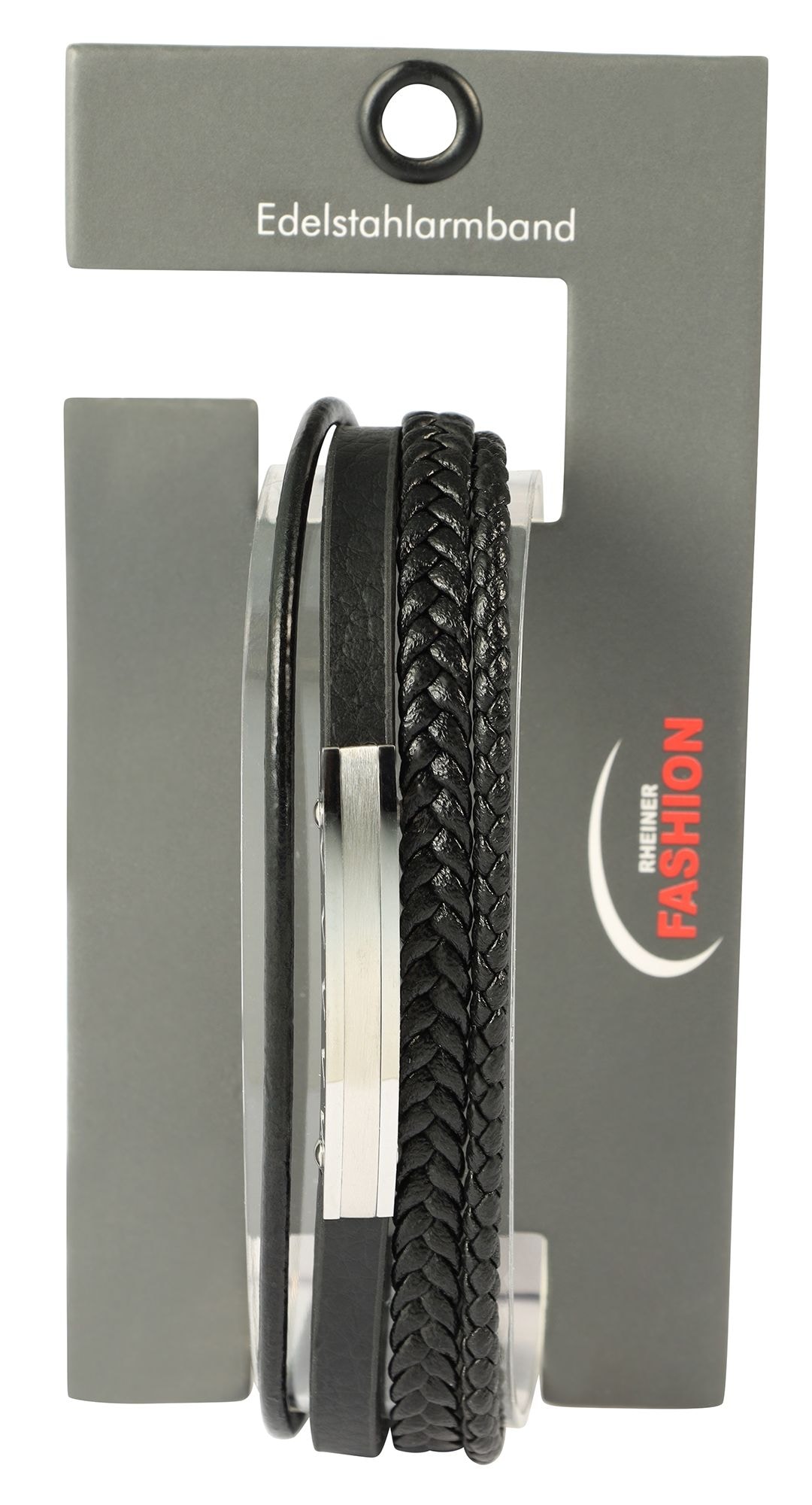 ADELIA ́S Herren Armband "Armband – Lederarmband aus Leder 19 cm", 19cm, Leder, schwarz, Leder, Armbänder, Ein stilvolles Geschenk für besondere