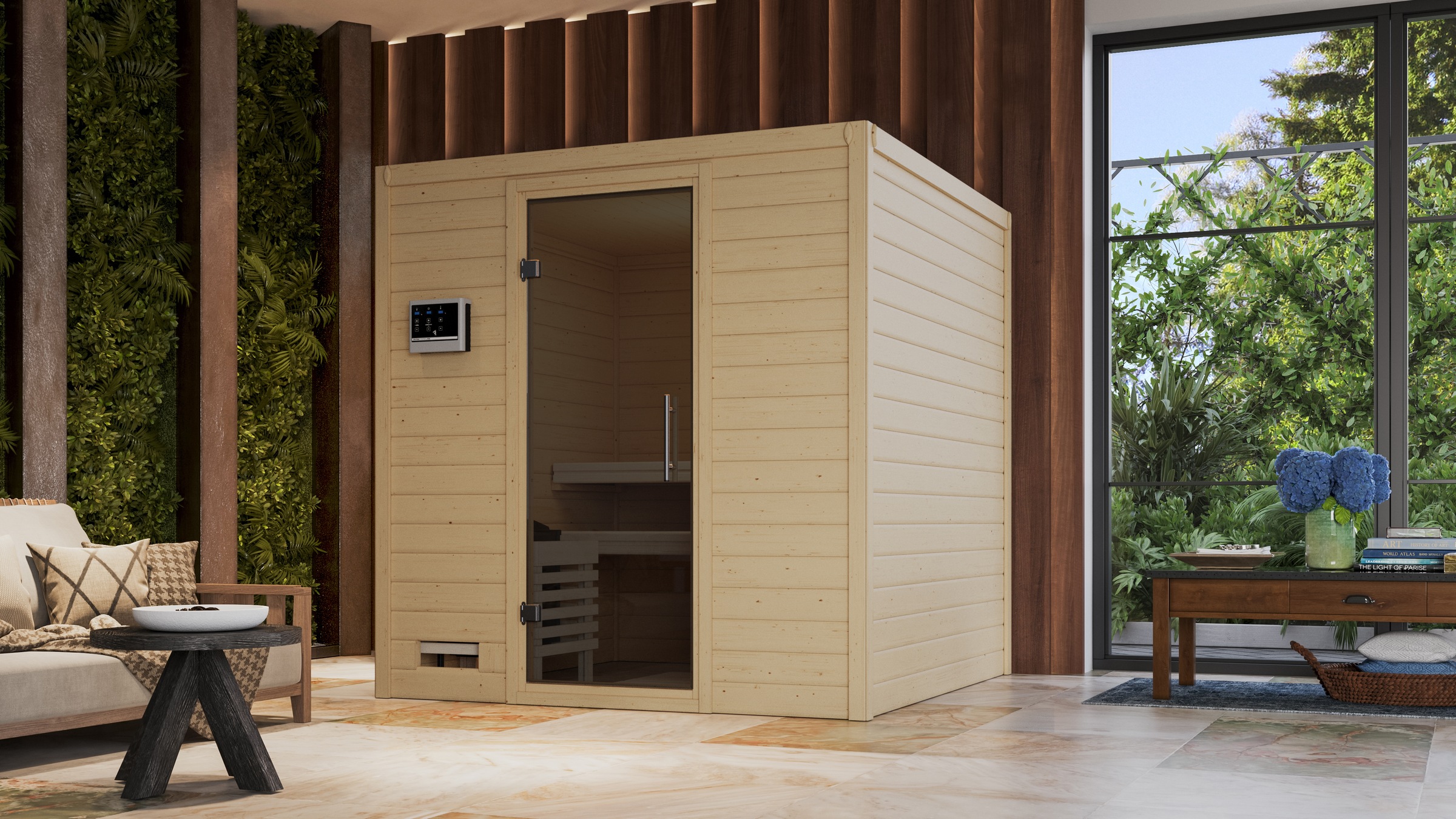 KARIBU Sauna "Menja", Saunaofen, integrierte Steuerung, 9 kW, beige, Saunen, 9-kW-Ofen mit integrierter Steuerung
