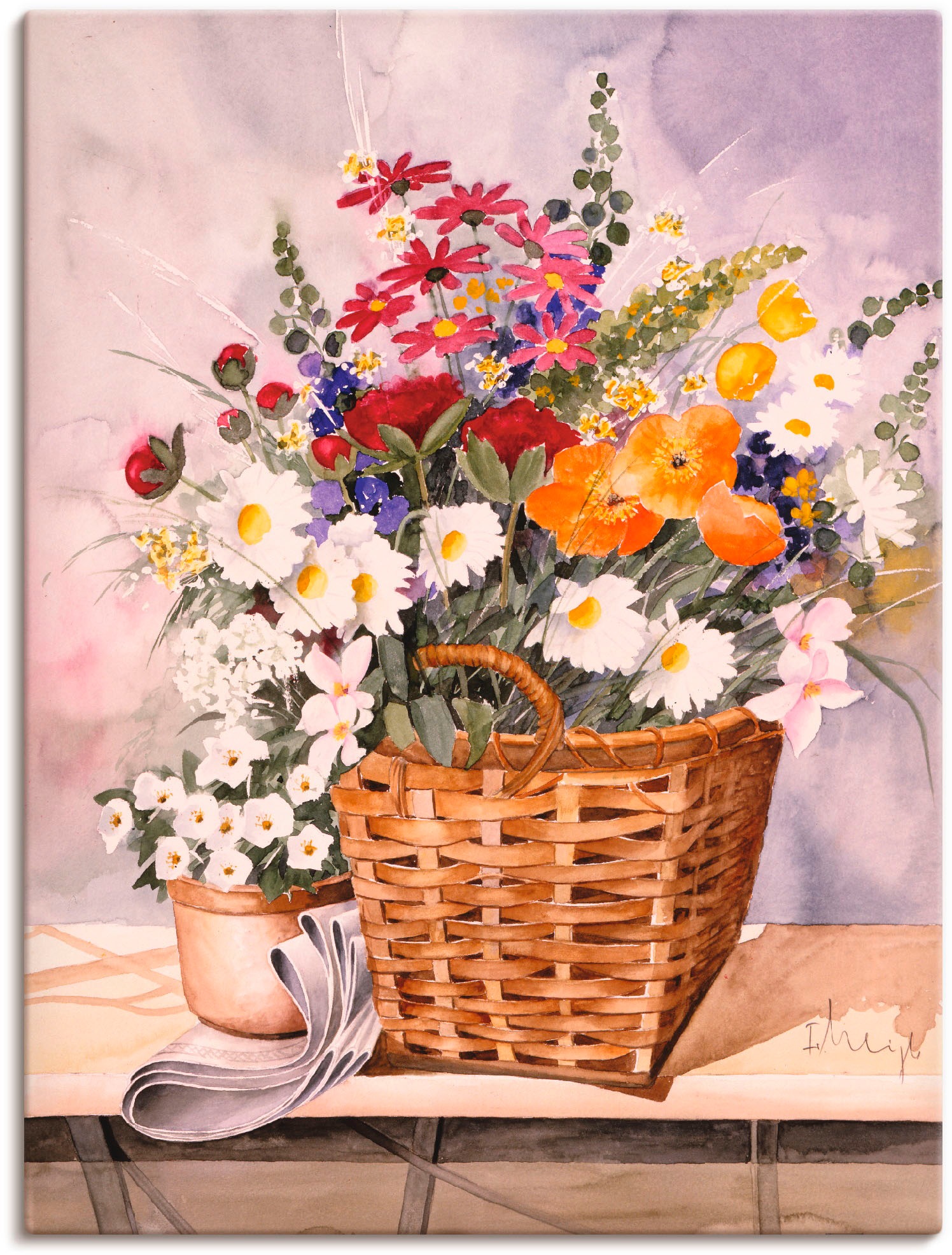Artland Wandbild "Stillleben mit Kürbissen", Blumen, (1 St.), als Leinwandbild, Poster in verschied. Größen