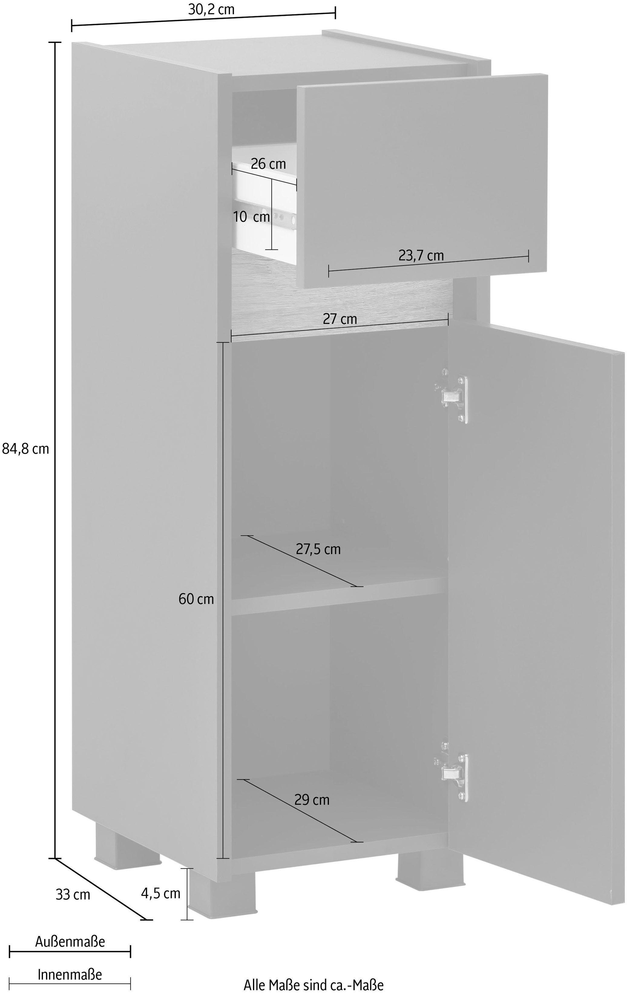 Schildmeyer Unterschrank »Cosmo«, Breite 30 cm, Badezimmerschrank, Blende im modernen Wildeiche-Look