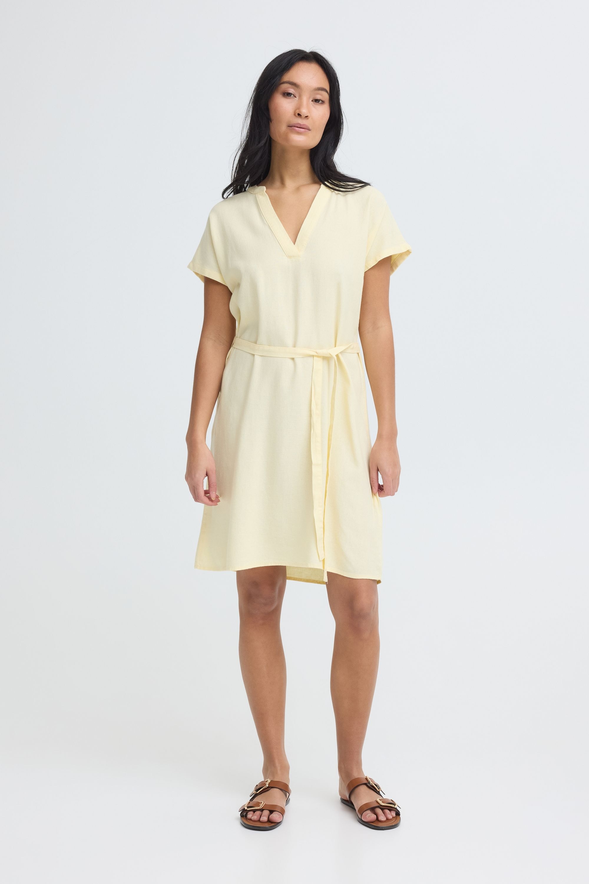 OXMO Minikleid »Minikleid OXNInna Linen Mix Vneck«