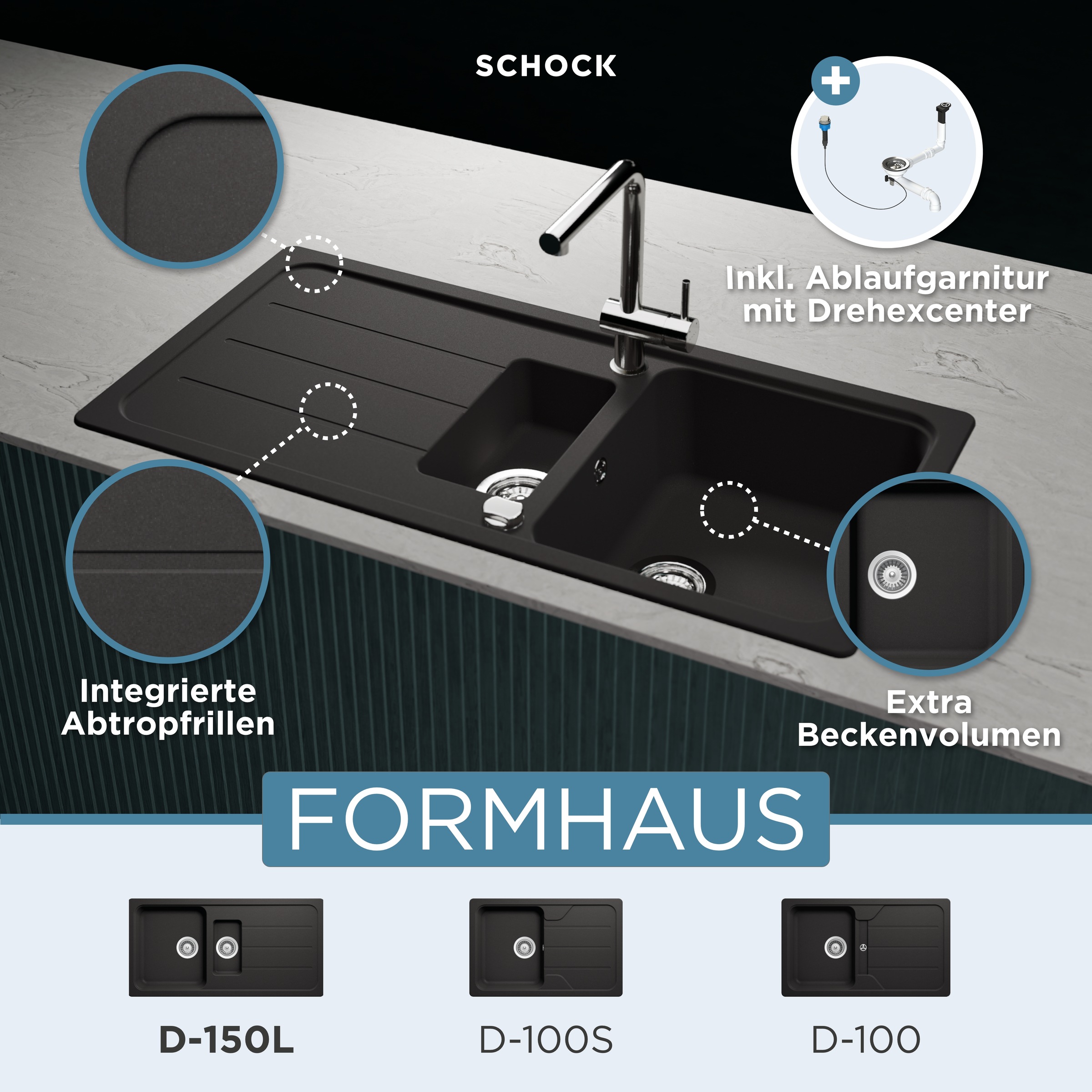 Schock Granitspüle "Formhaus" mit Restebecken