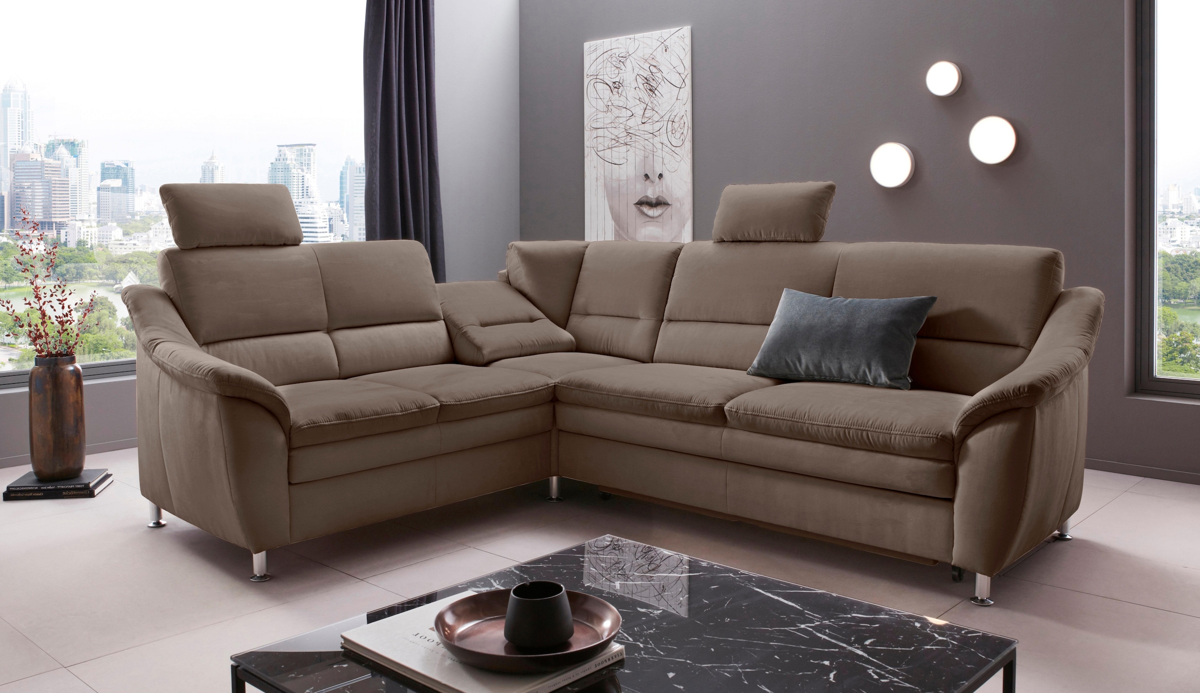Places of Style Ecksofa "Cardoso L-Form", Federkern, wahlweise mit Bett, Sc günstig online kaufen