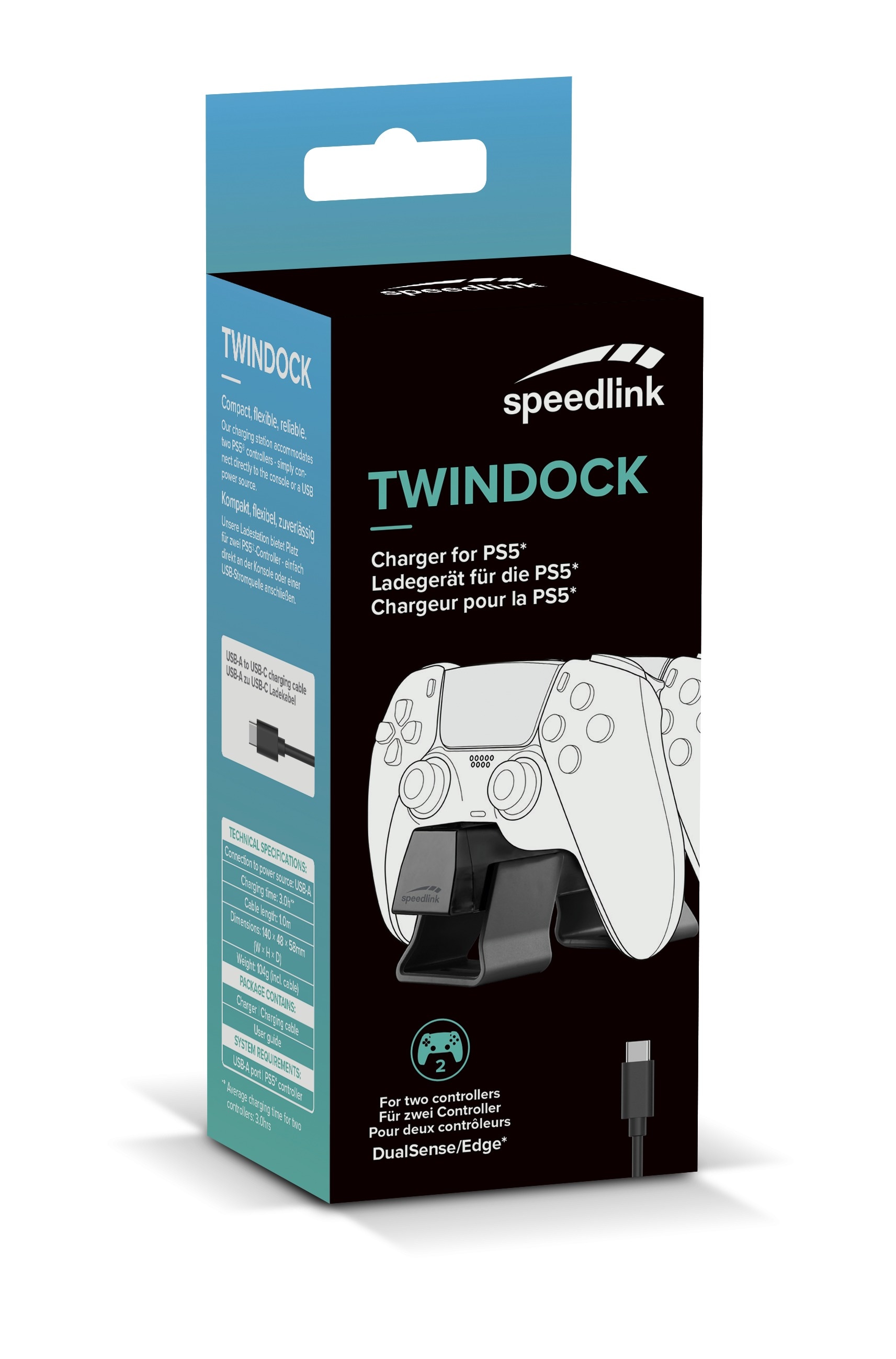 Speedlink Controller-Ladestation »TWINDOCK USB Charger«, Ladestation für Controller, bis zu Zwei Original PS5 Controller
