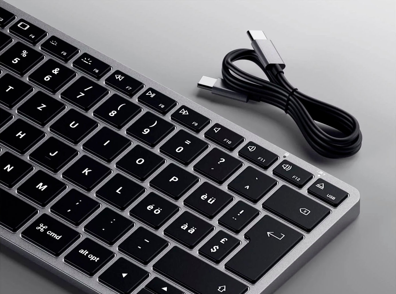 Satechi Wireless-Tastatur »Slim X1«, (Fn-Tasten-Lautstärkeregler-Multimedia-Tasten-USB-Anschluss-iOS Sondertasten)