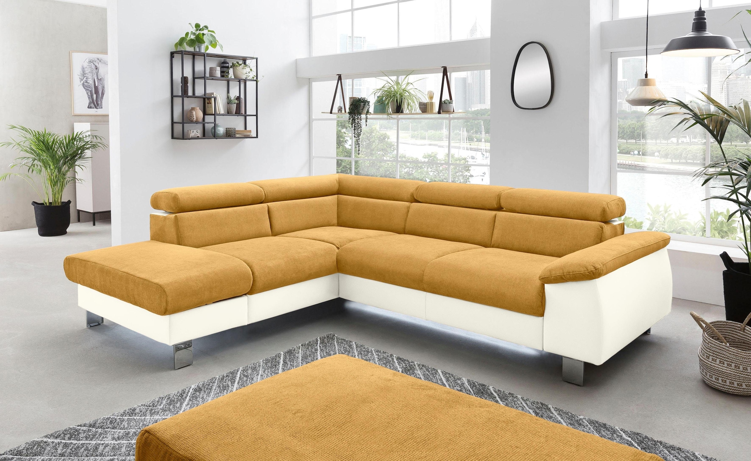 COTTA Ecksofa "Komaris L-Form, B: 249 cm" mit Kopfteilverstellung, optional günstig online kaufen