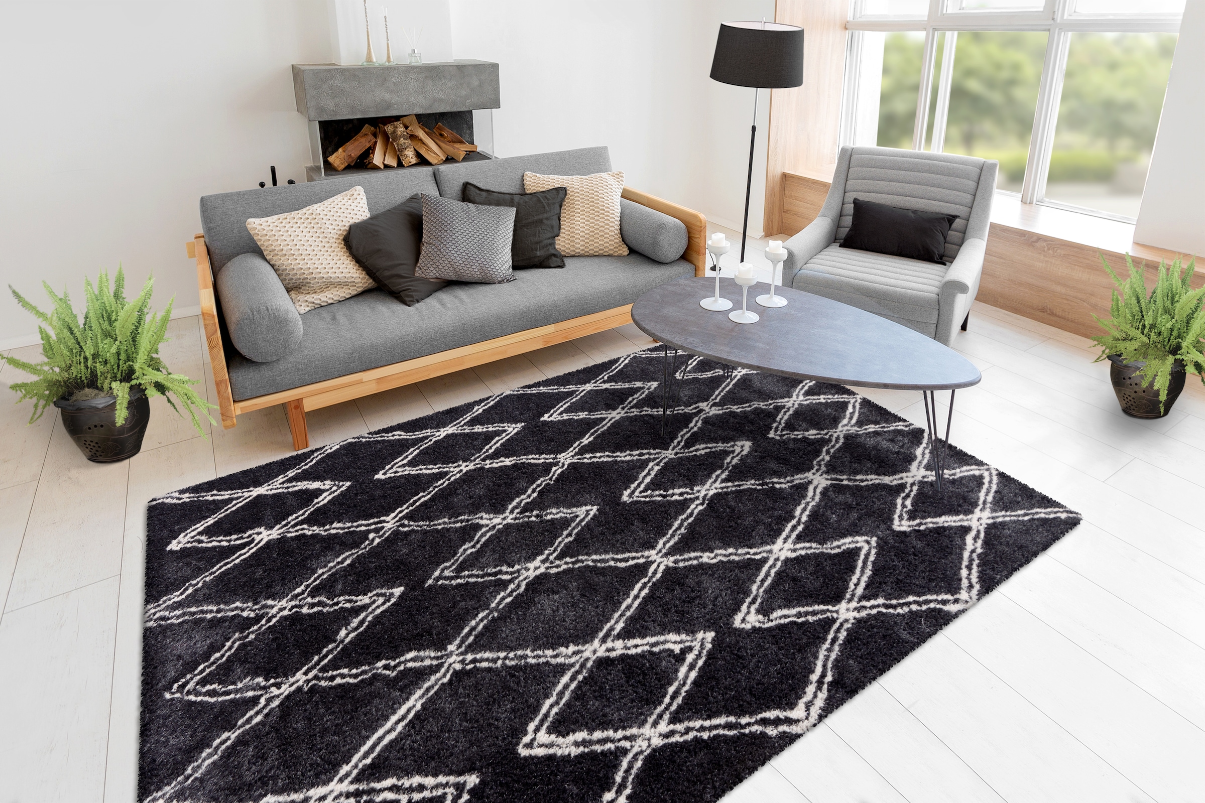 me gusta Teppich »Orlando 325«, rechteckig, 27 mm Höhe, Weicher Hochflorteppich, dezent gestaltet,Fußbodenheizung geeignet