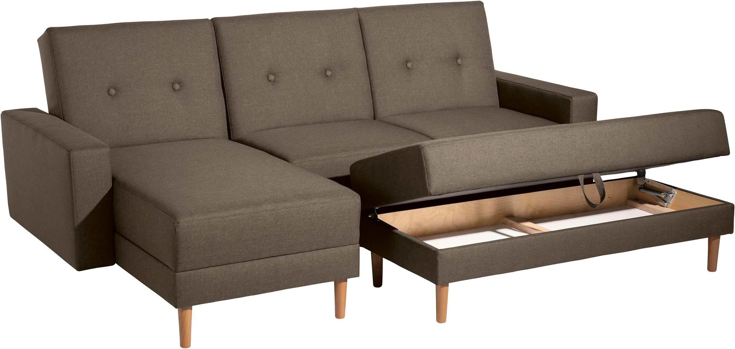 Max Winzer® Ecksofa »Just Chill«, Schlafsofa mit Recamiere, Rückenverstellung, inklusive Stauraumhocker