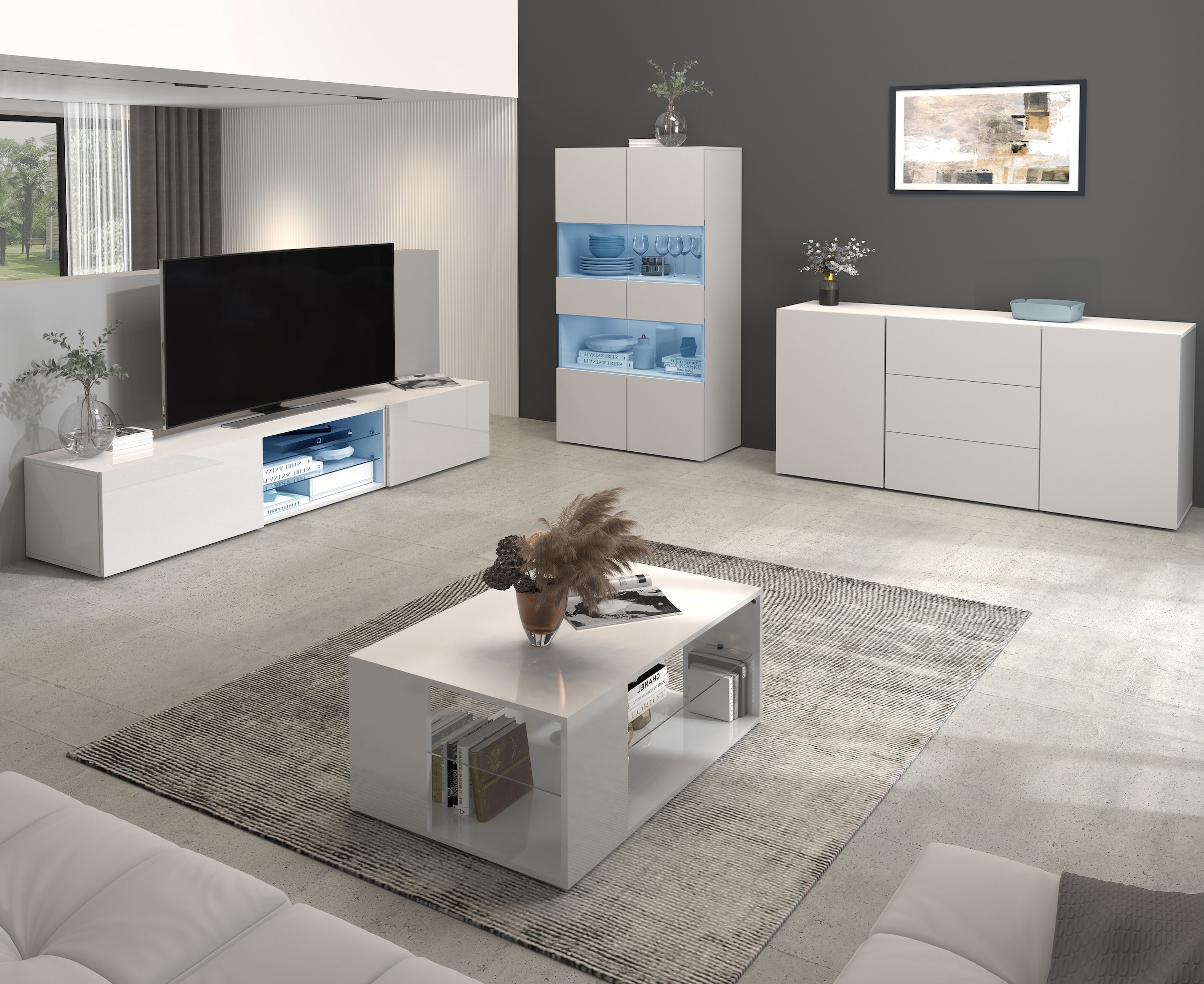 INOSIGN Sideboard »Egypt, Kommode, Schrank, Kredenz, grifflos«, 2 Türen, 3 Schubkästen, kompl. Hochglanz lackiert Breite 160