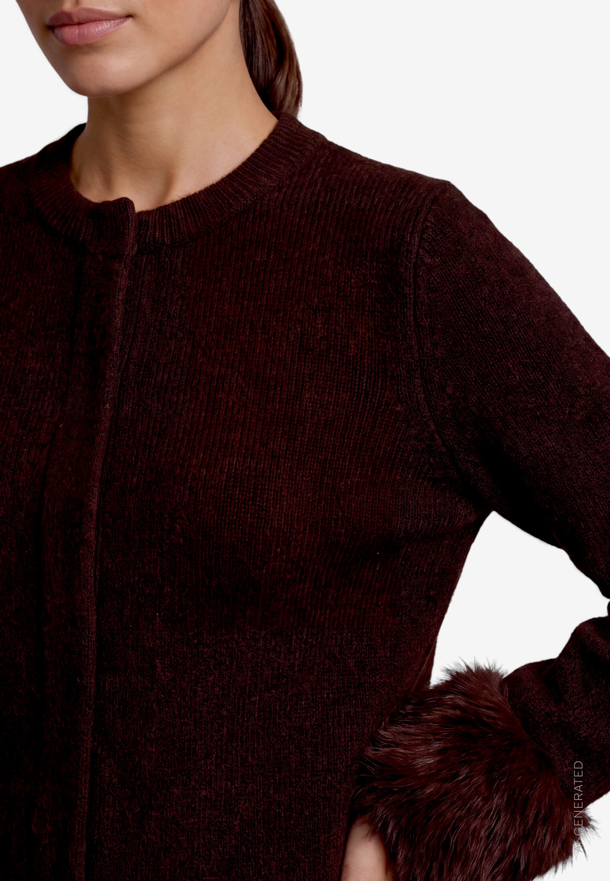 Zero Strickjacke mit Plüschmanschnetten an den Ärmeln