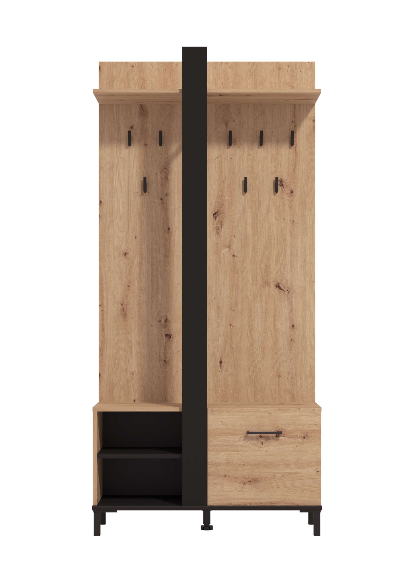 INOSIGN Kompaktgarderobe »Capitello Kompaktgarderobe, Flurgarderobe, Dielenschrank, Breite 90 cm«, Schuhschrank, Wandschrank, 8 Haken, Kleiderstange, in Artisan Eiche