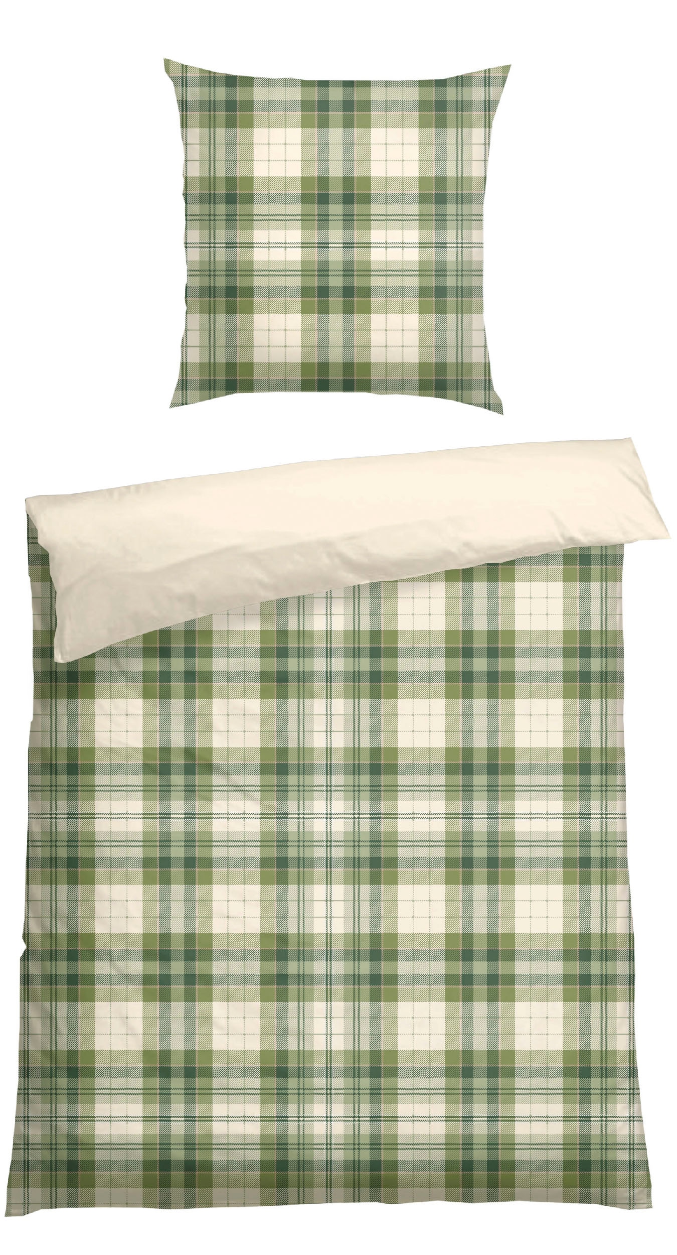 Wendebettwäsche SCHIESSER, grün, Feinbiber, Obermaterial: 100% Baumwolle, Bettwäsche, "Morris aus weicher Baumwolle in eleganter Optik", Made in Green