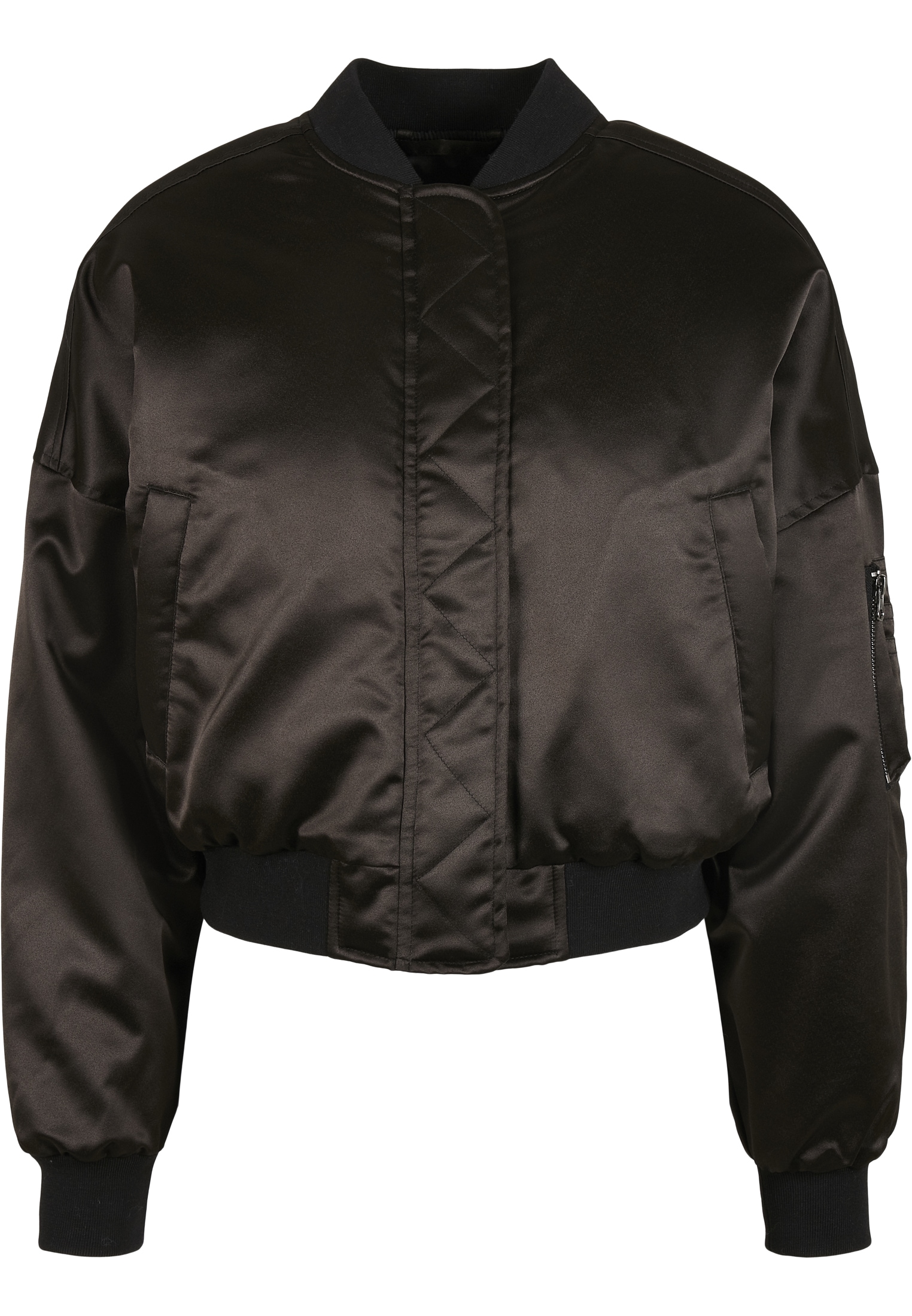 Bomber Jacket«, Ladies St.), URBAN CLASSICS kaufen Kapuze Bomberjacke BAUR | Oversized Short Satin »Damen (1 ohne online