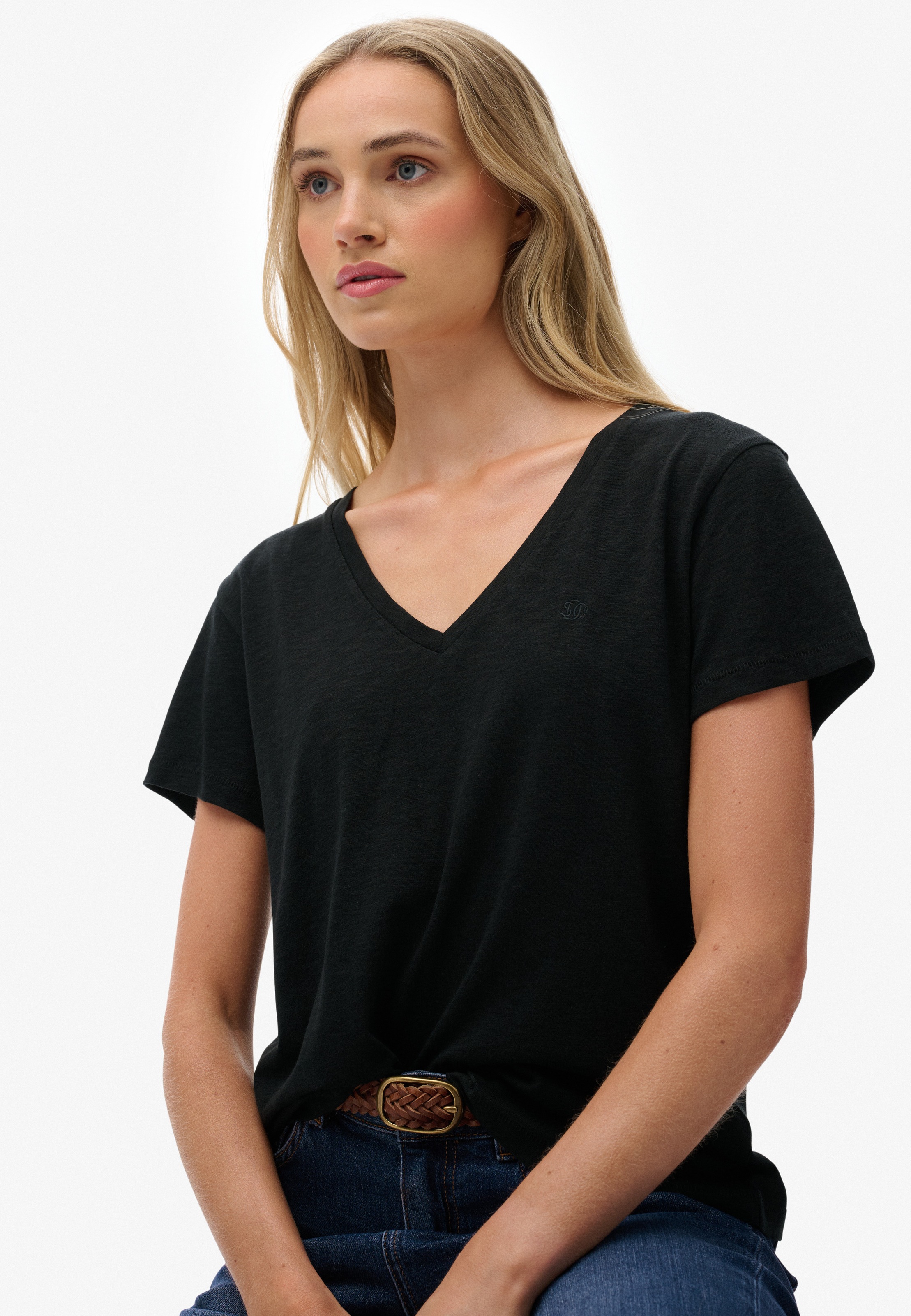 Superdry T-Shirt "STUDIOS SLUB EMB VEE TEE" Baumwollmischung, relaxed fit günstig online kaufen