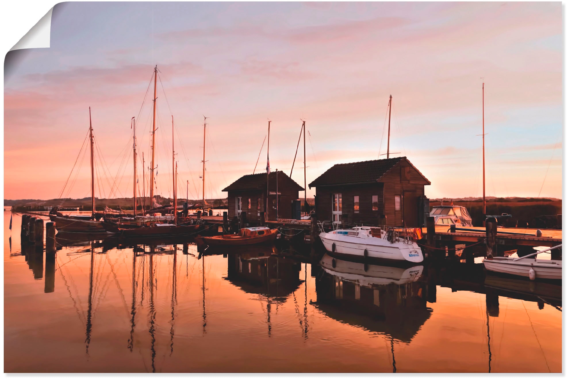 Artland Wandbild »Sonnenuntergang Hafen Meer«, Boote & Schiffe, (1 St.), als Alubild, Leinwandbild, Wandaufkleber oder Poster in versch. Größen