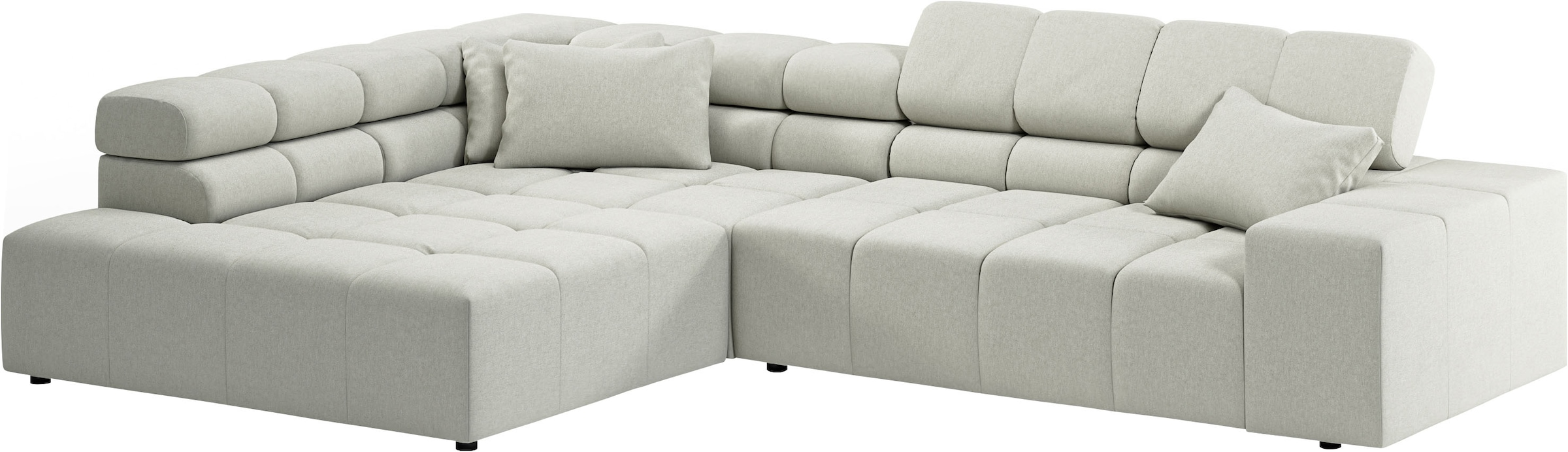 INOSIGN Ecksofa »Ancona incl. Kopfteilverstellung, Zierkissen Breite 319cm, L-Form«, wahlweise motorische Sitztiefenverstellung, auch in Cord + Easy Care