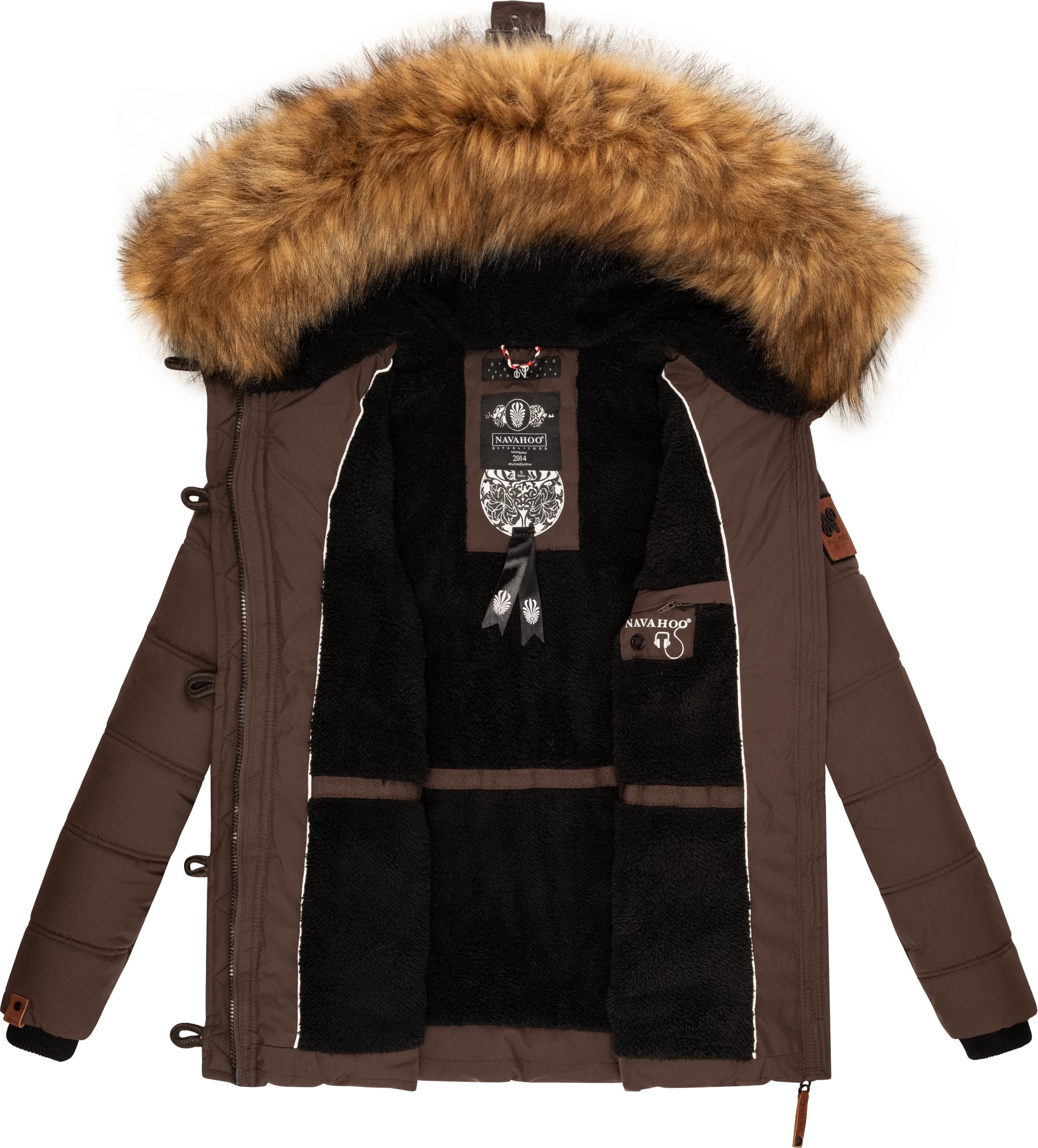 Navahoo Winterjacke »Zoja«, mit Kapuze, stylische Steppjacke mit Kunstpelz Kapuze