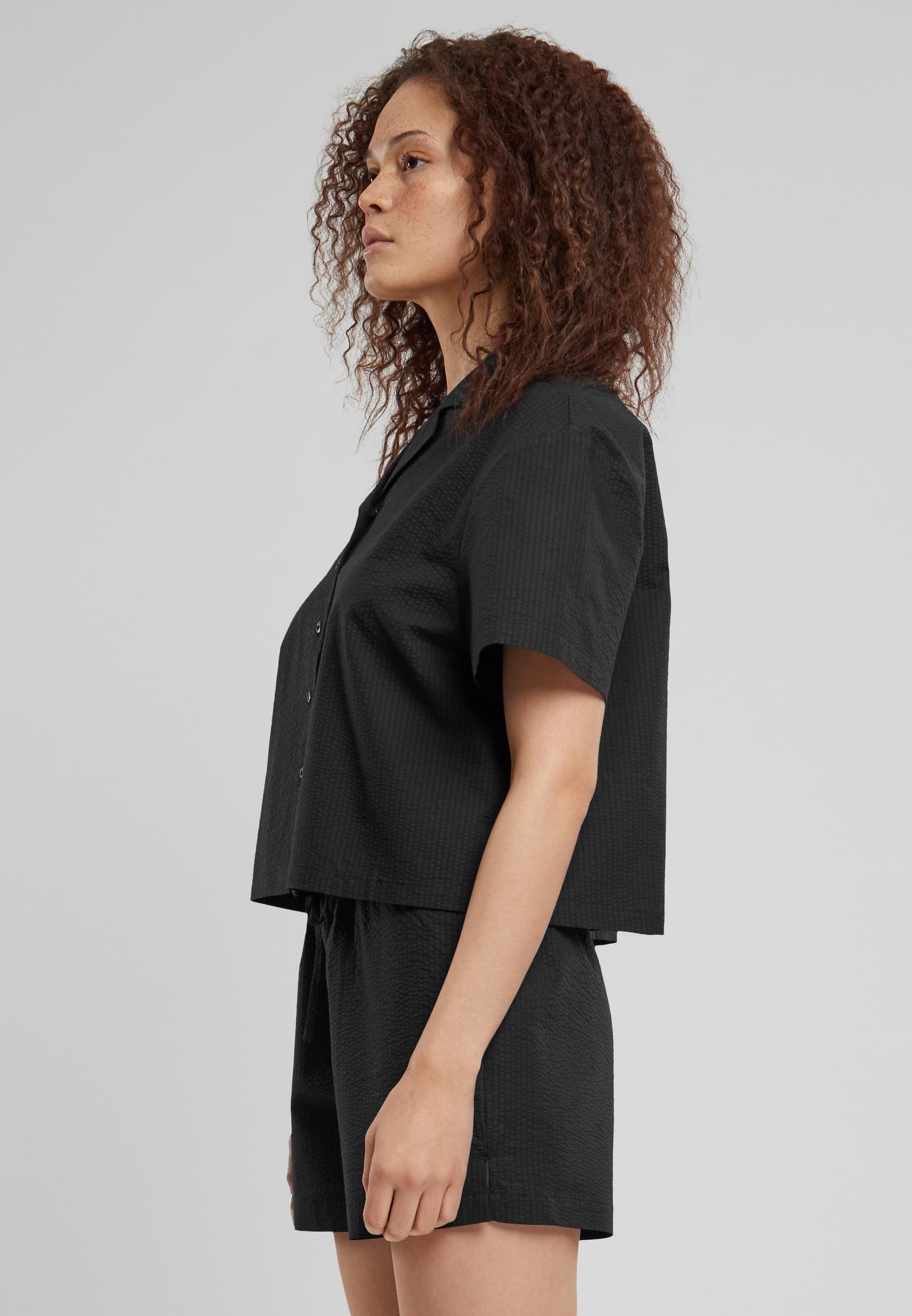 URBAN CLASSICS Langarmhemd »Urban Classics Damen Ladies Seersucker Shirt«