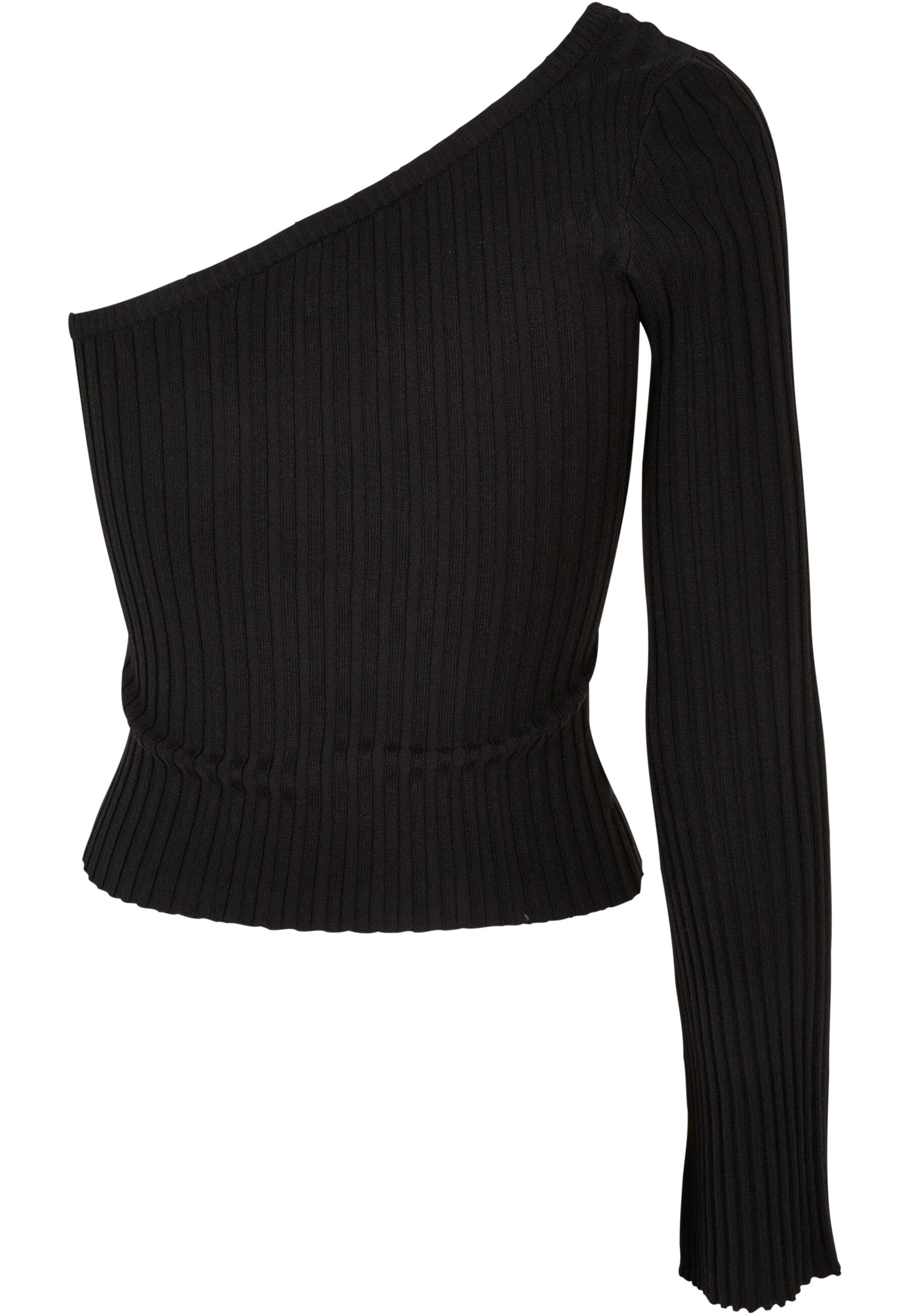 URBAN CLASSICS Rundhalspullover »Urban Classics Damen Ladies Short Rib Knit One Sleeve Sweater«, (1 tlg.)