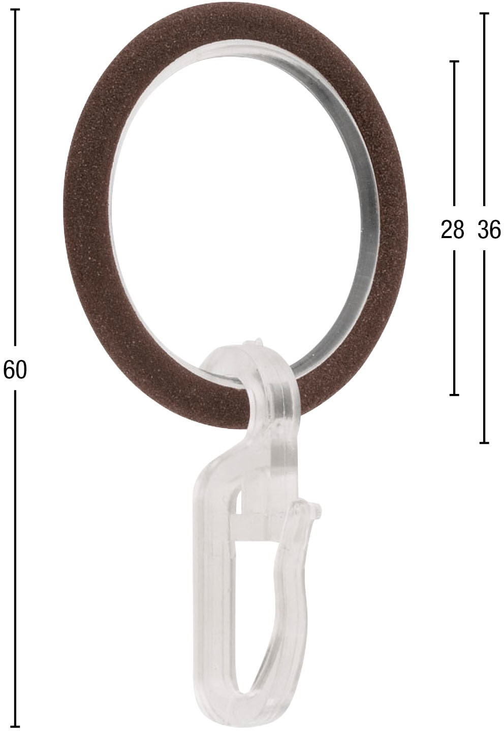 GARESA Gardinenring »Ring mit Haken«, (10 St.), für Durchmesser bis 16 mm, einfache Montage