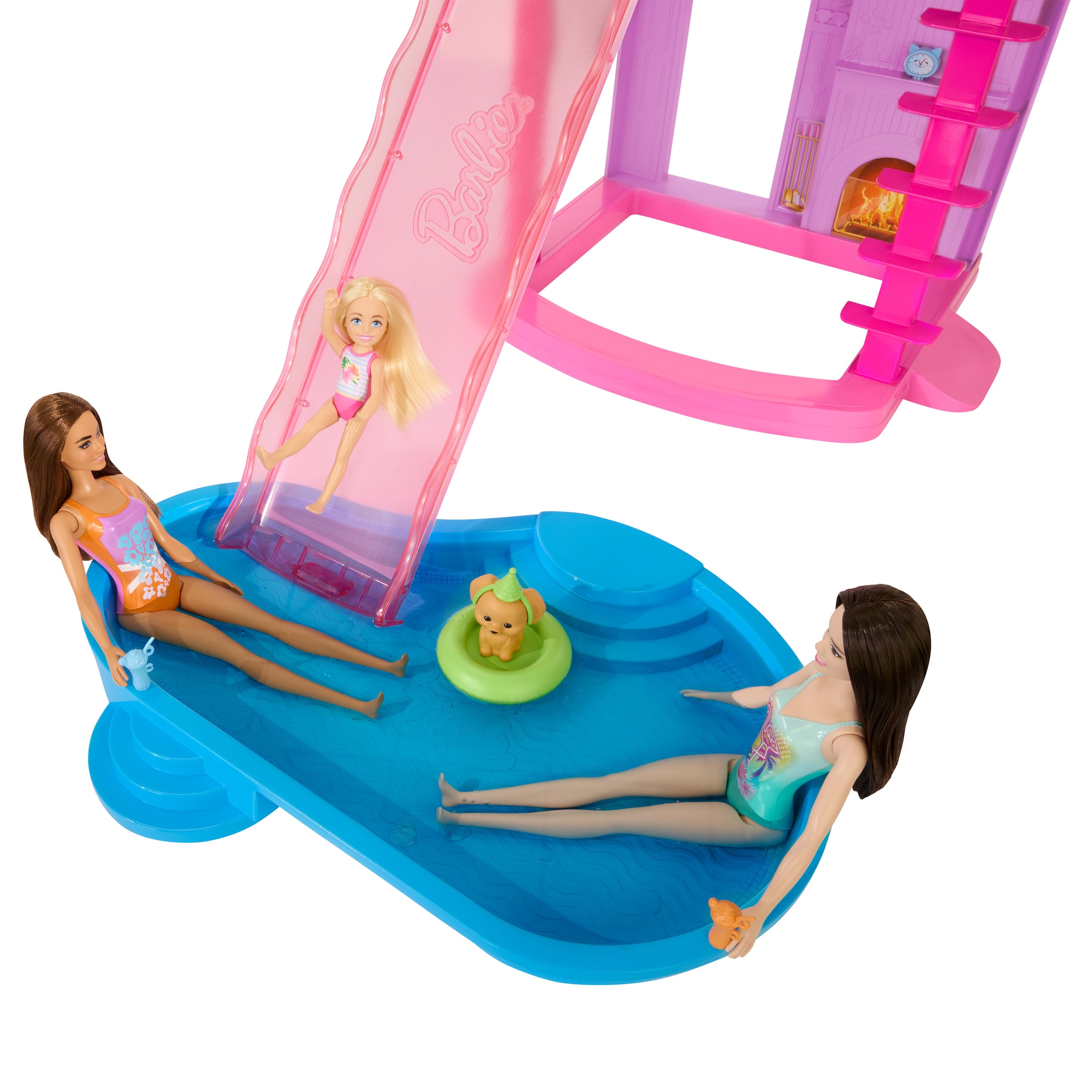 Barbie Puppenhaus »Barbie Traumvilla (2026)« mit Licht , Sound, 2 Pools, 2 Rutschen, 2 Häuser, Aufzug, 3 Etagen