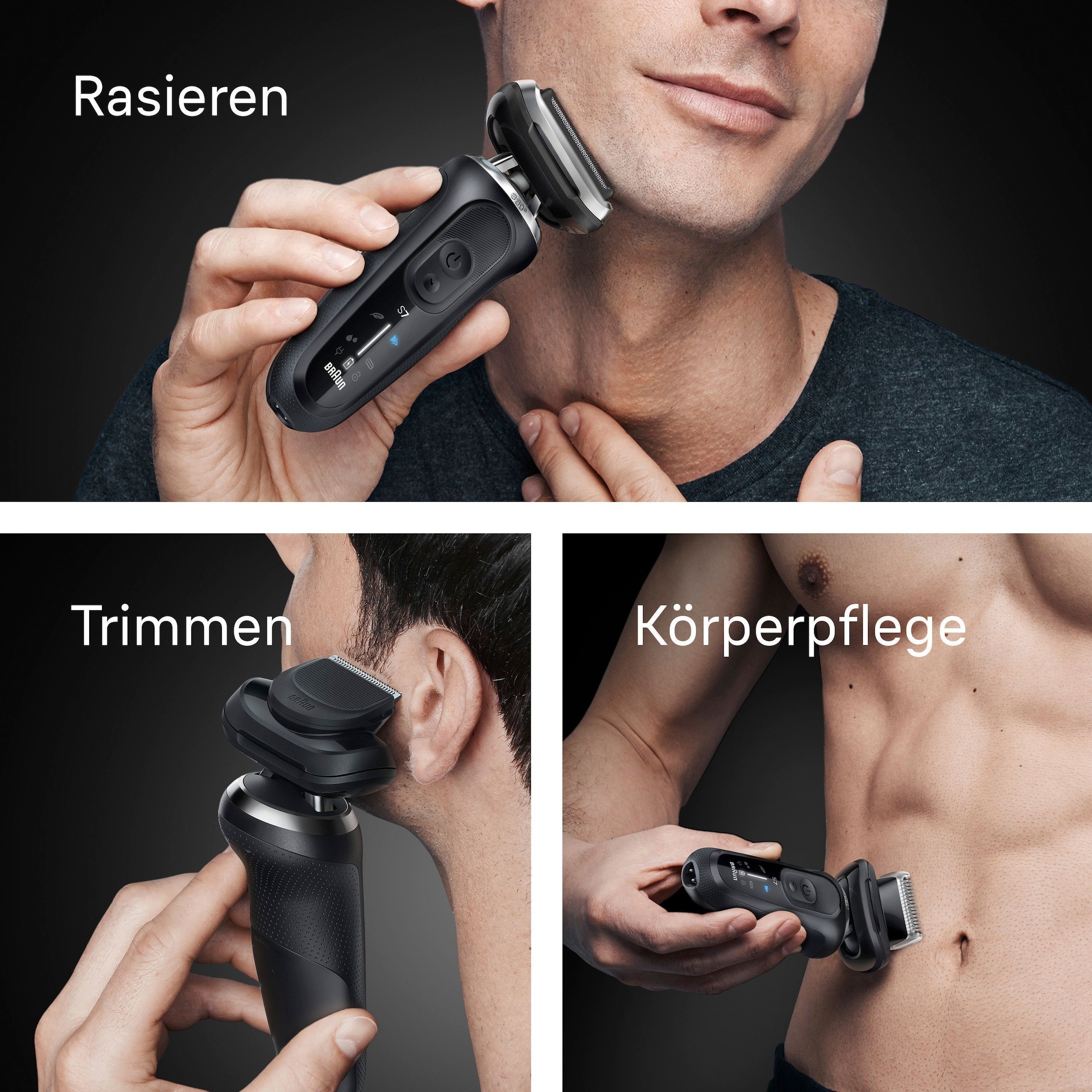 Braun Elektrorasierer »Series 7 72-N1620s«, 2 St. Aufsätze, Bis zu 60 Min Akku, +2 Aufsätze, 100% wasserdicht, Made in Germany