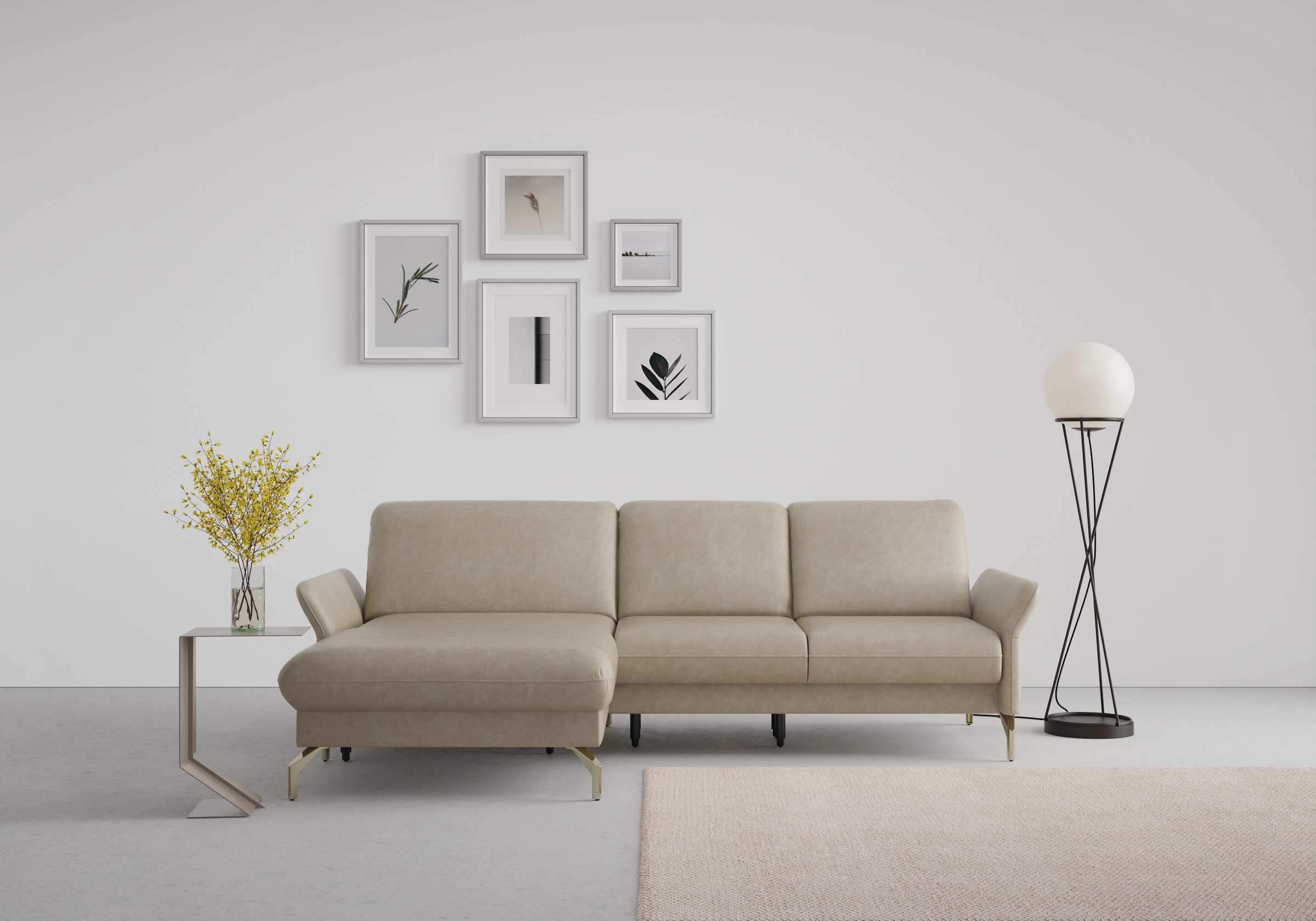 sit&more Ecksofa "Fashion L-Form" wahlweise mit Kopfteilverstellung, Vorziehsitz, motorisch, Nickelfüße