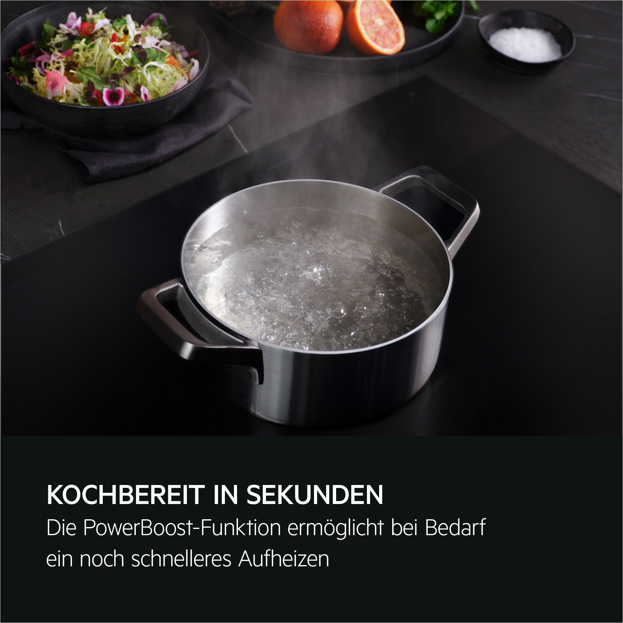 AEG Kochfeld mit Dunstabzug »TH84CB0BSZ« SaphirMatt® - 10× kratzresistenter & Anti Fingerprint, Made in Germany