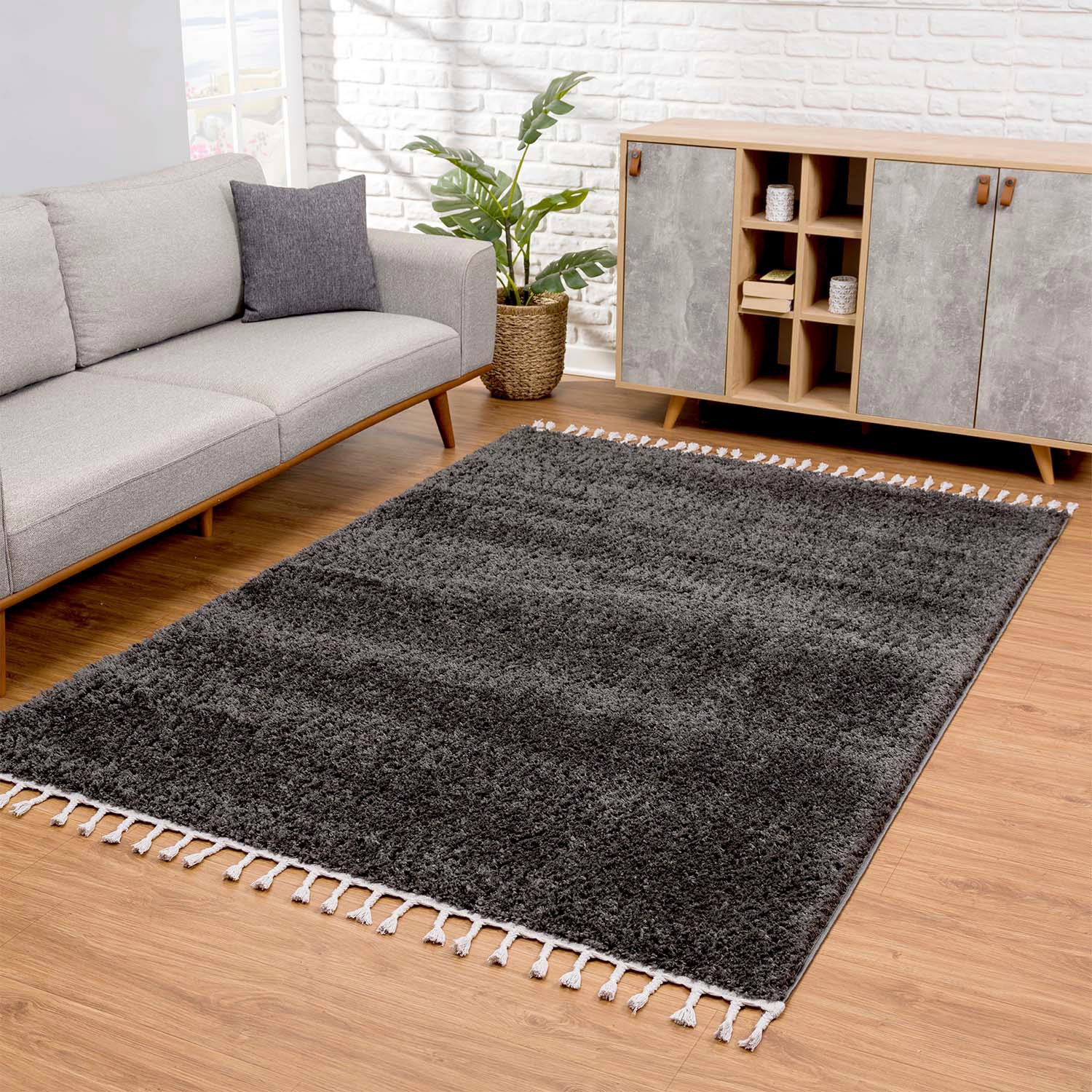 Carpet City Hochflor-Teppich "Pulpy 100", rechteckig, 30 mm Höhe, sehr weich, mit Fransen, uni, viele Größen, Wohnzimmer