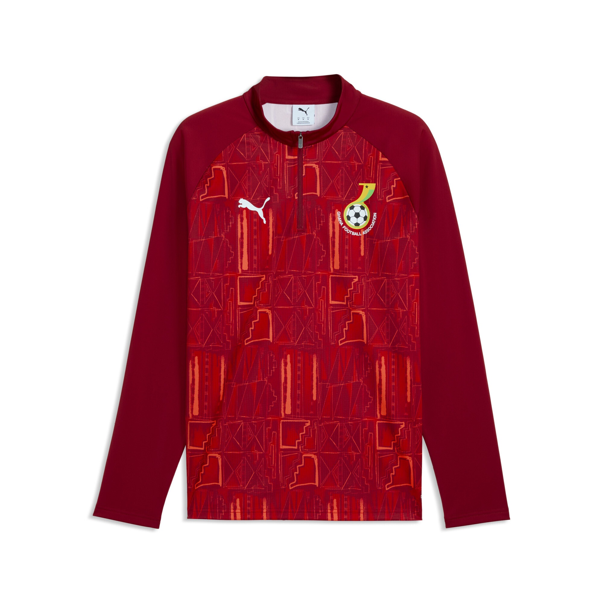 T-Shirt PUMA "Ghana Slim Fit Aufwärmoberteil Herren", Damen, Gr. XL, schwarz crimson rot, Obermaterial: 100% Polyester, slim fit, Rundhals, Shirts T-Shirt