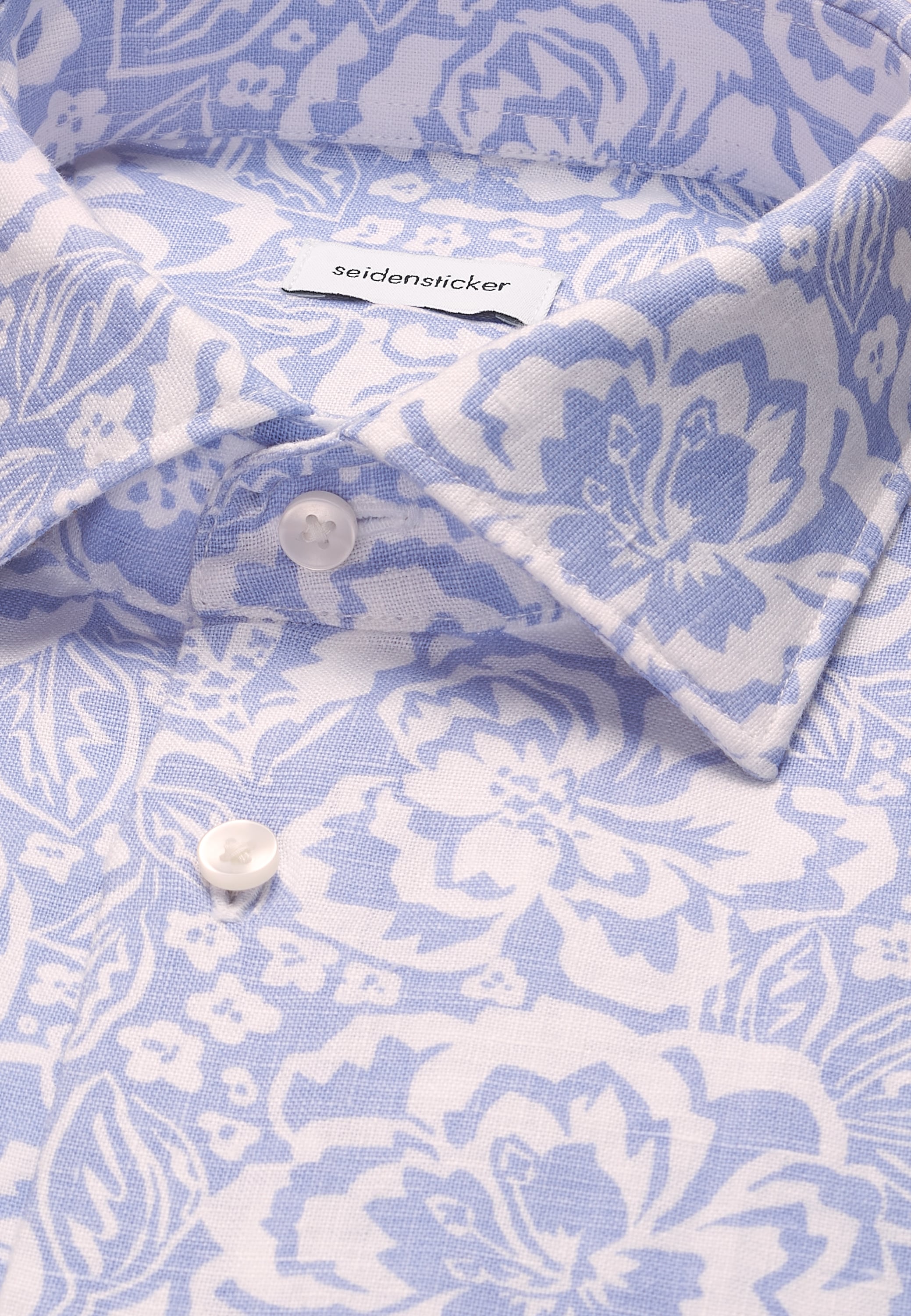 seidensticker Leinenhemd »Schwarze Rose« Slim 1/1 Kentkragen Druck