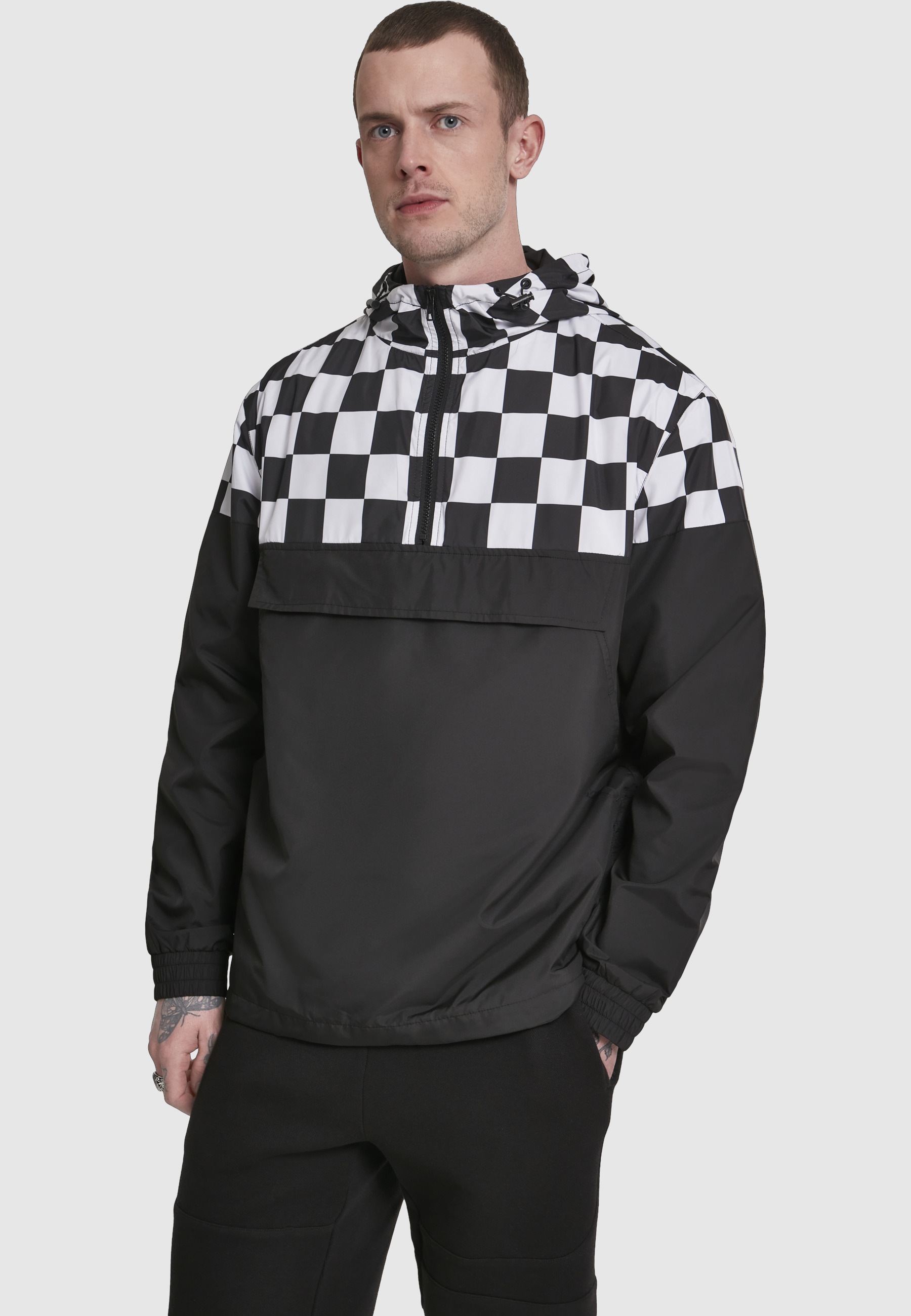 URBAN CLASSICS Langmantel »Urban Classics Herren Check Pull Over Jacket«
