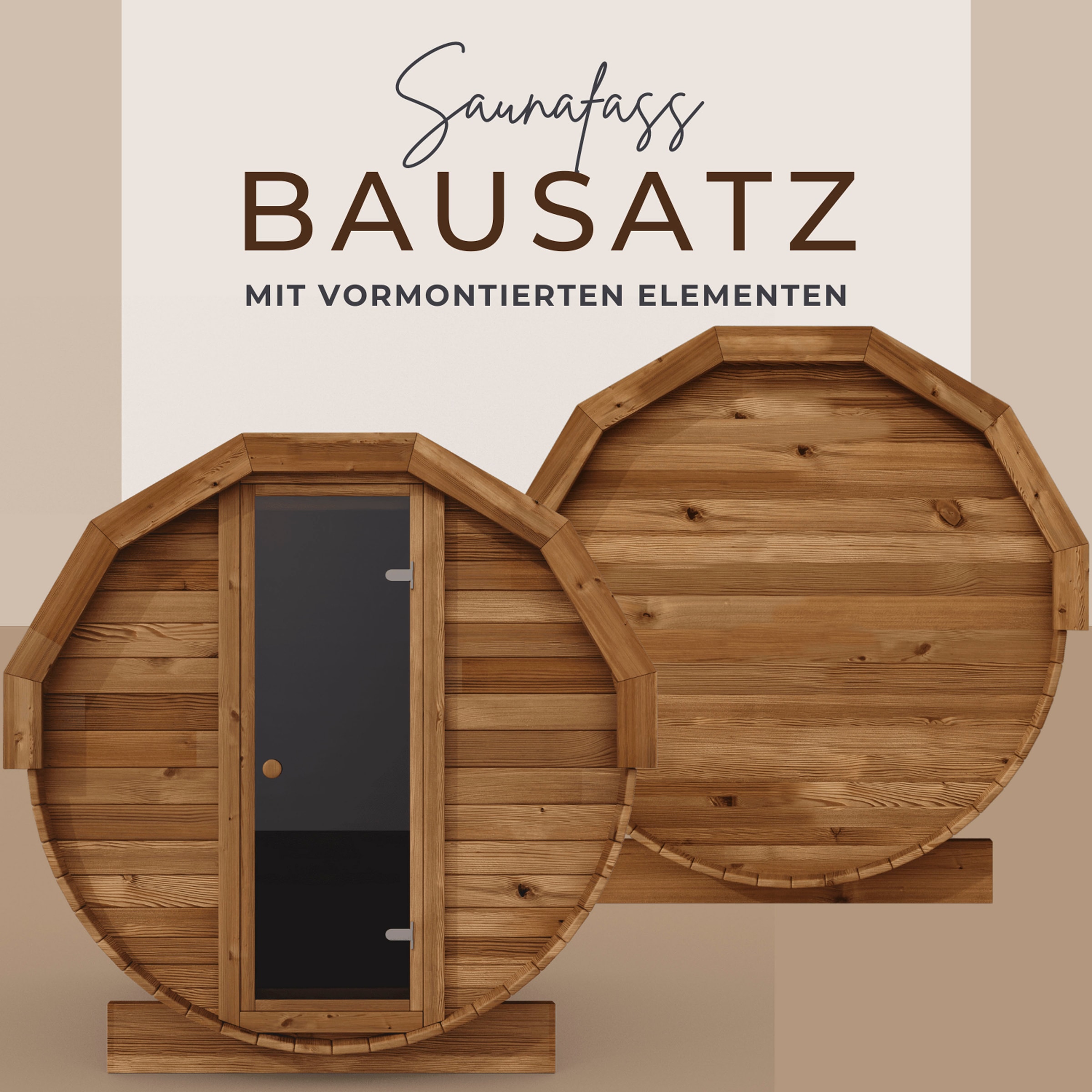EDEN Holzmanufaktur Fasssauna »Bausatz, Teile vormontiert Thermoholz Remmers Lasur«, (Set), inkl. Zubehör