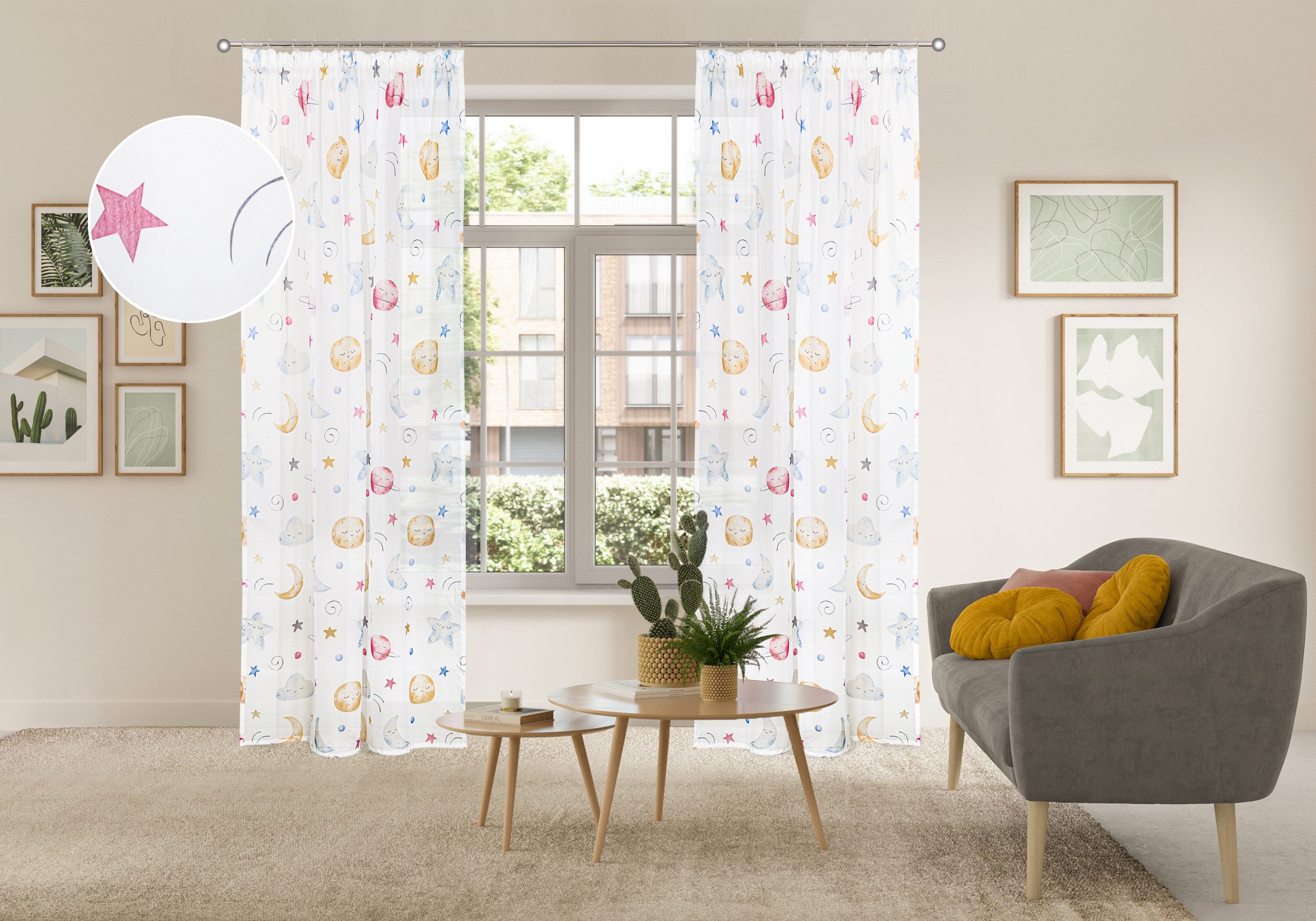 OTTO home Gardine "Morgann" Kräuselband 1 Stk. tlg. Kräuselband, verspieltes Design, Pflegeleicht, transparentes Material