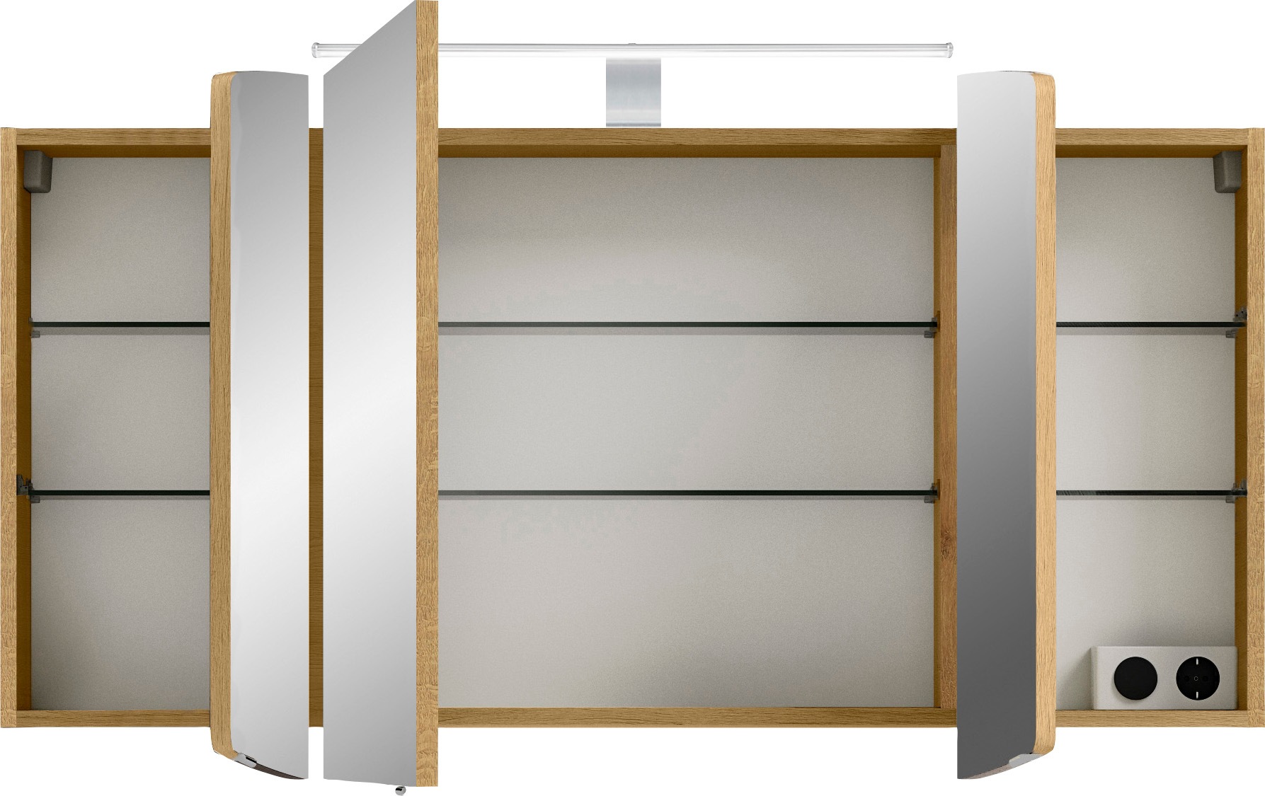 Saphir Badmöbel-Set »Cassca Sprint 3-teilig Mineralmarmor-Waschtisch mit LED-Spiegelschrank«, (4 St.), Unterschrank, inkl. Türdämpfer, 6 Türen, 3 Schubladen