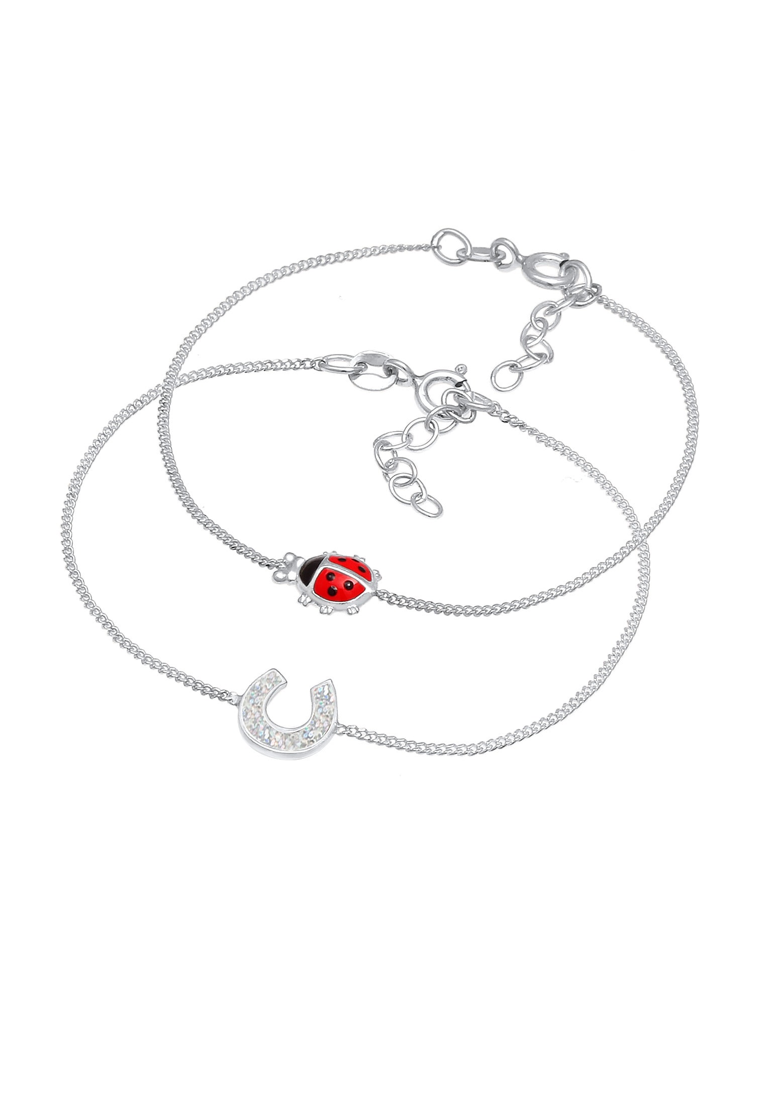 Elli Armband Set »Kinder Marienkäfer Hufeisen Glück (2 tlg) 925 Sterling Silber«