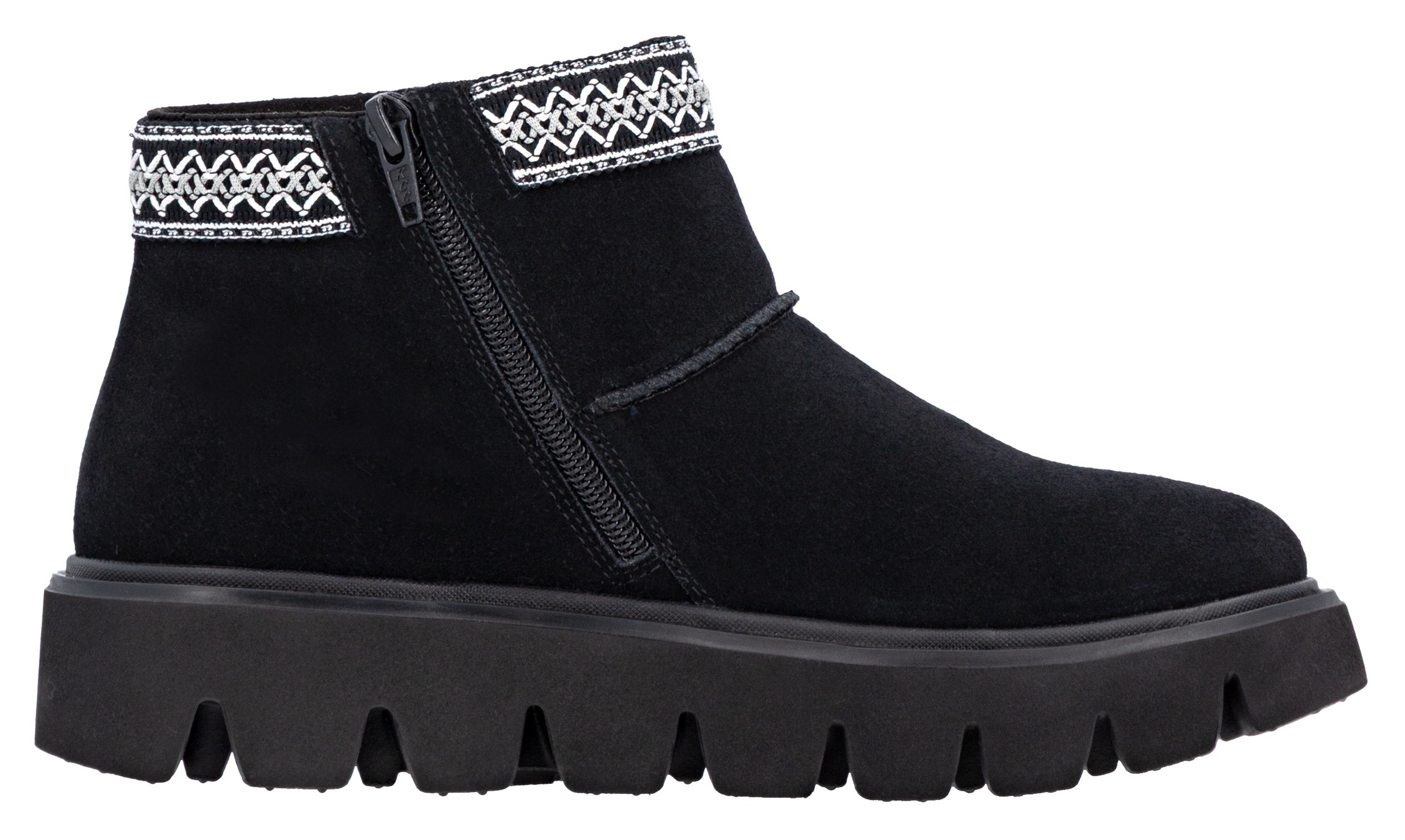 RIEKER Sport Winterboots, Plateauboots, Stiefelette mit Textileinfass im Ethno-Look