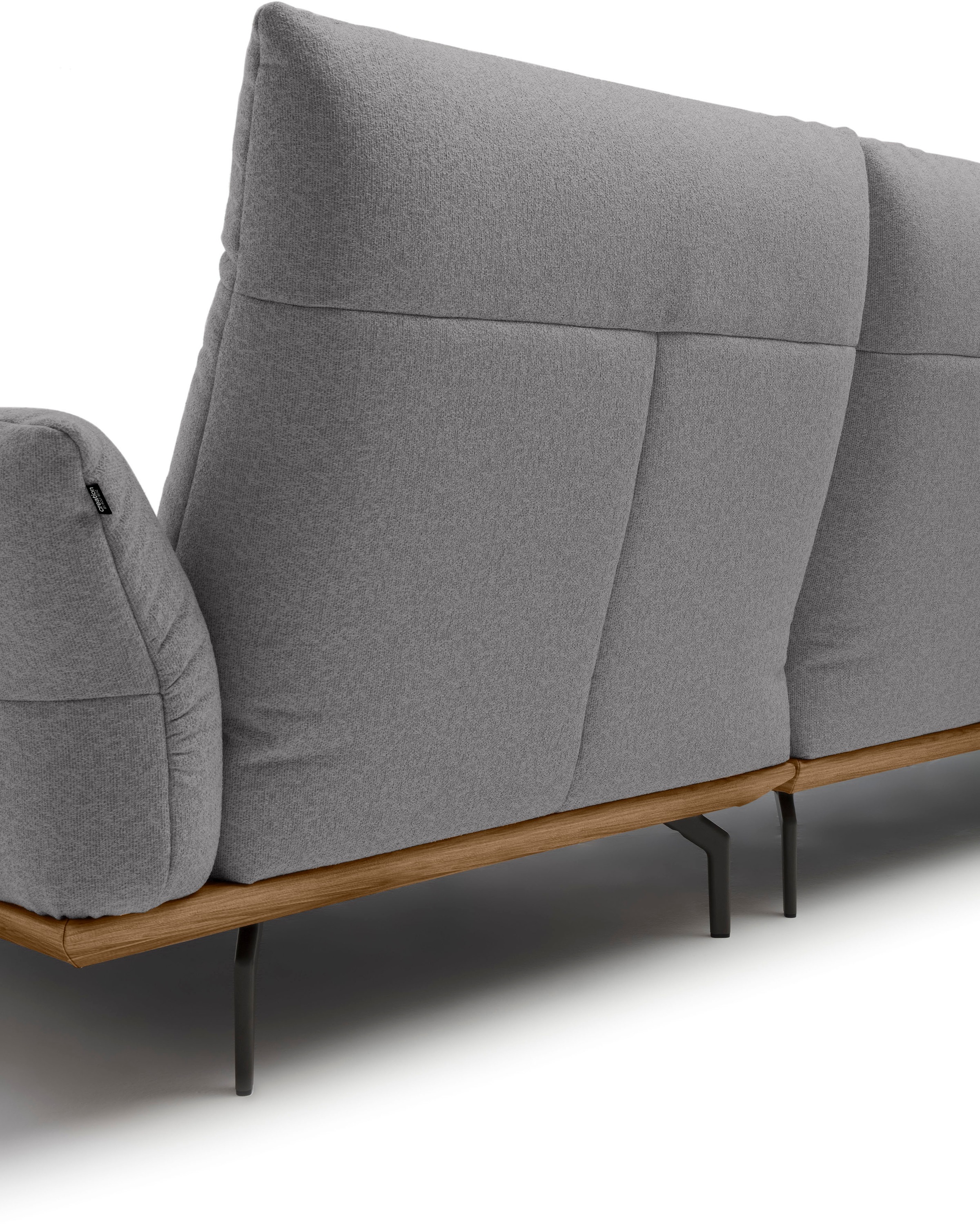 Creation BY ROLF BENZ Ecksofa »CR.460«, Sockel in Nussbaum, Winkelfüße in Umbragrau, Breite 318 cm