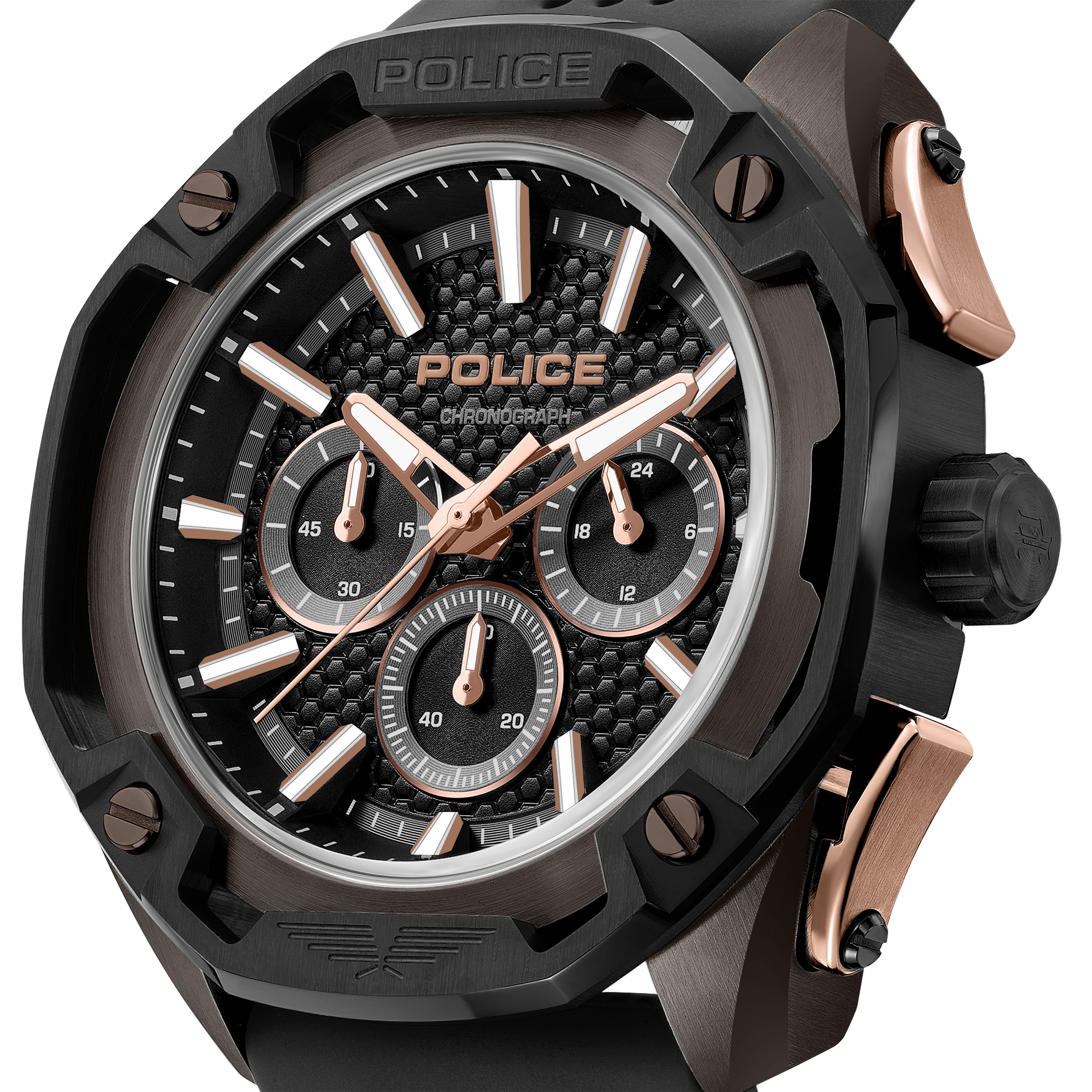 Police Chronograph »Centurian« Quarzuhr, Armbanduhr, Herrenuhr, Silikonarmband, analog, Stoppfunktion