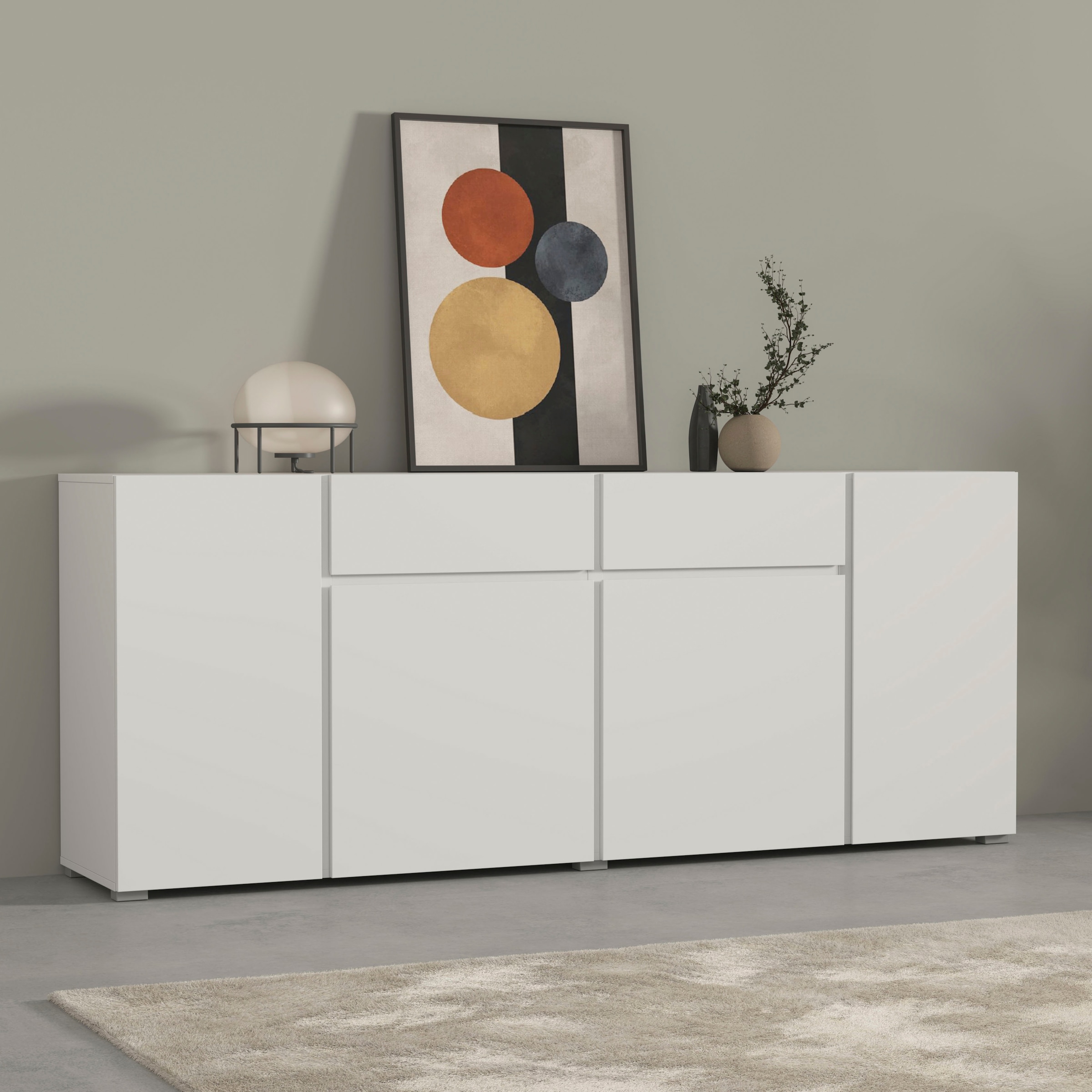 INOSIGN Sideboard "Metric,Breite 195 cm, grifflose Kommode 4 Türen/2 Schubk günstig online kaufen