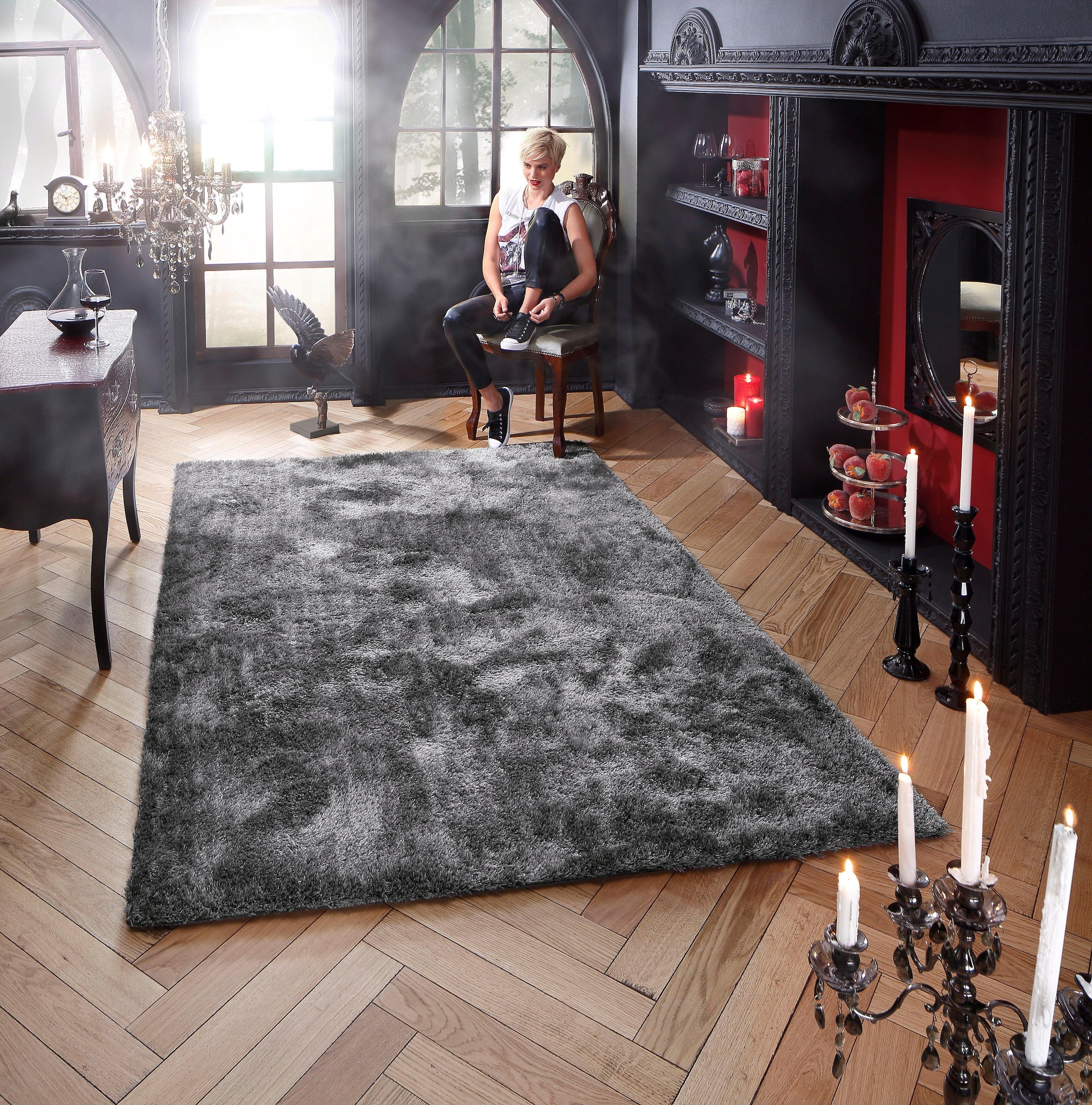Bruno Banani Teppich »Dana Teppich, besonders weich und kuschelig, Kundenliebling«, rechteckig, 30 mm Höhe, uni, Mikrofaser Teppiche, Wohnzimmer, Schlafzimmer, Esszimmer