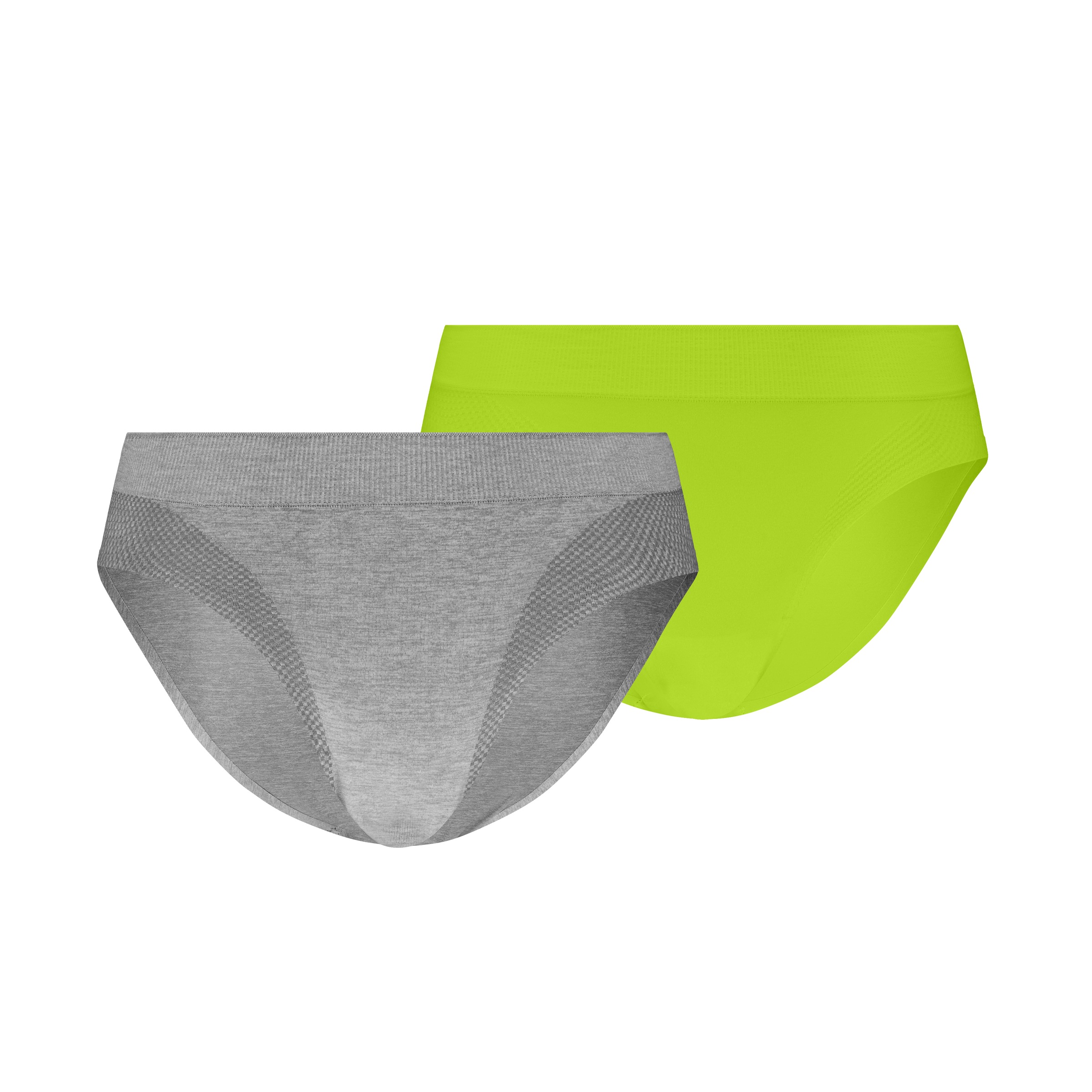 PUMA Damen Slip "PUMA WOMEN 3D KNIT SPORT BRIEFS", Gr. Sgrau melange, lime, Microfaser, Obermaterial: 59% Polyamid, 29% Polyester, 12% Elasthan,