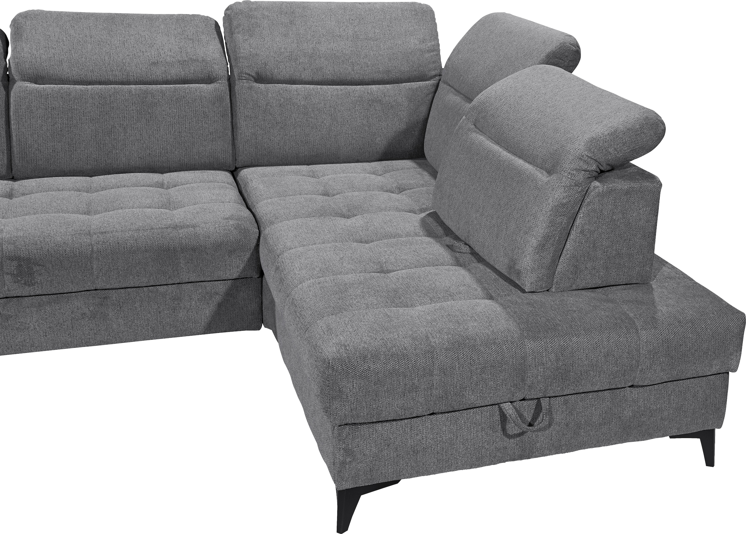 ED EXCITING DESIGN Ecksofa »Rockdale L-Form mit Bettfunktion, Bettkasten«, Kopfteilverstellung, Sitztiefenverstellung & USB-Port