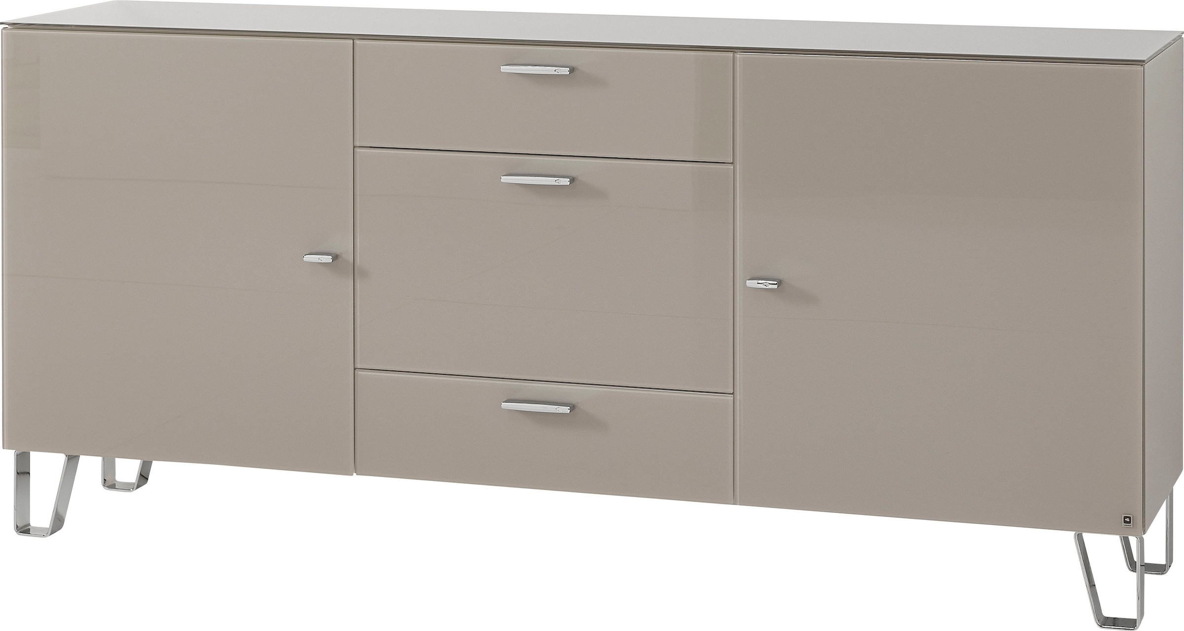 LEONARDO Sideboard »Cube«, mit Sicherheitsglas und edlem MDF Holz, Breite 189 cm