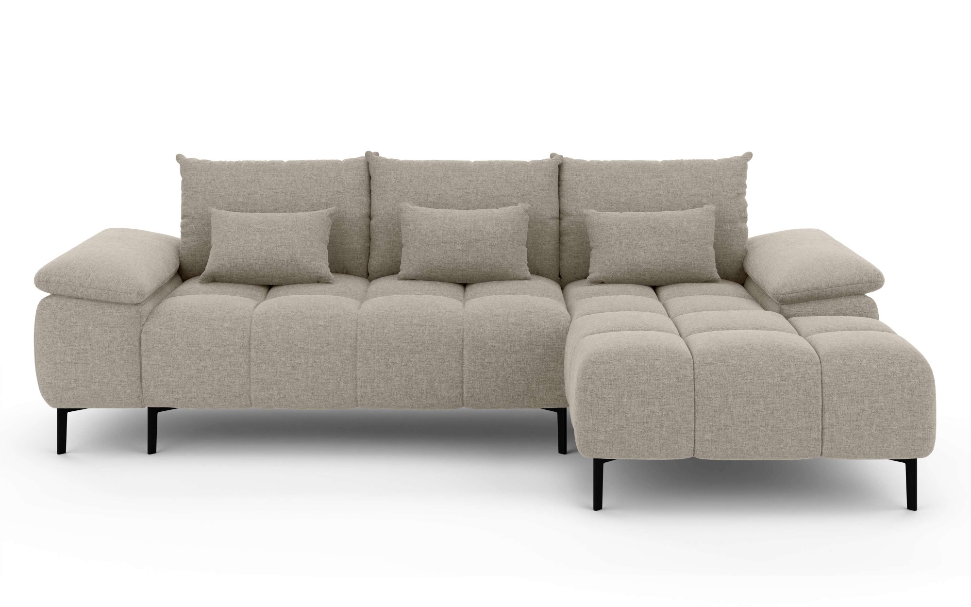 INOSIGN Ecksofa »DROMARA Schlafsofa mit Bettkasten, Maße: B/T/H 277/141/91 cm«, L-Form mit Recamiere rechts/links bestellbar, Wellenunterfederung