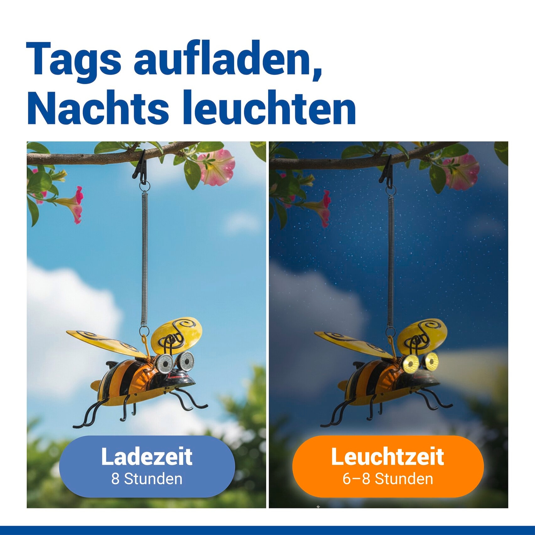 Maximex LED Gartenleuchte »Modell Biene« Warmweiß solarbetriebene Gartendekoration, leuchtet bis zu 8 Stunden