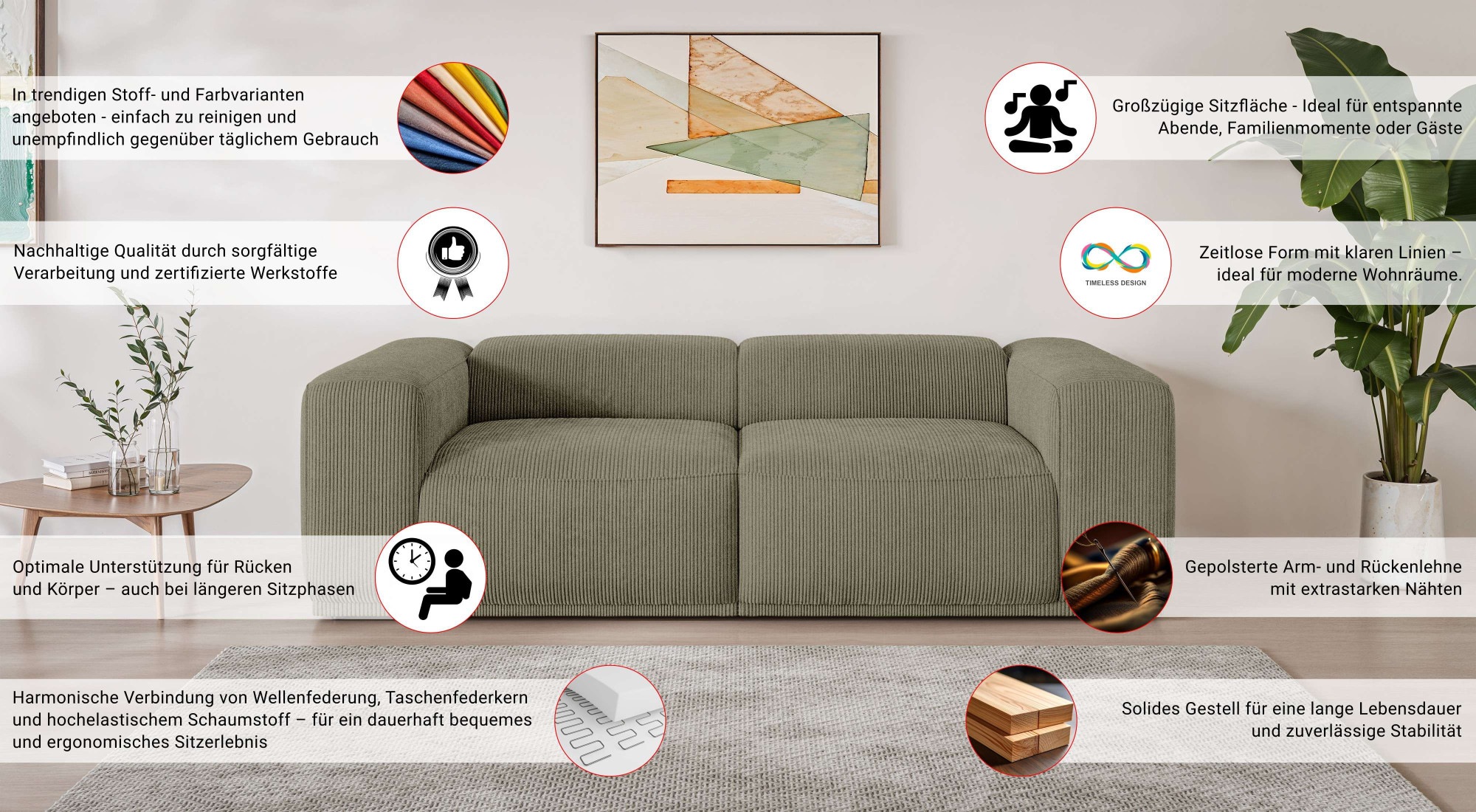 Thumbnail - s.Oliver Big-Sofa "EMMERIK Designersofa, 3-Sitzer mit Wellenfederung, B/T/H: 242/98/73 cm", hoher Sitzkomfort, gemütlich...