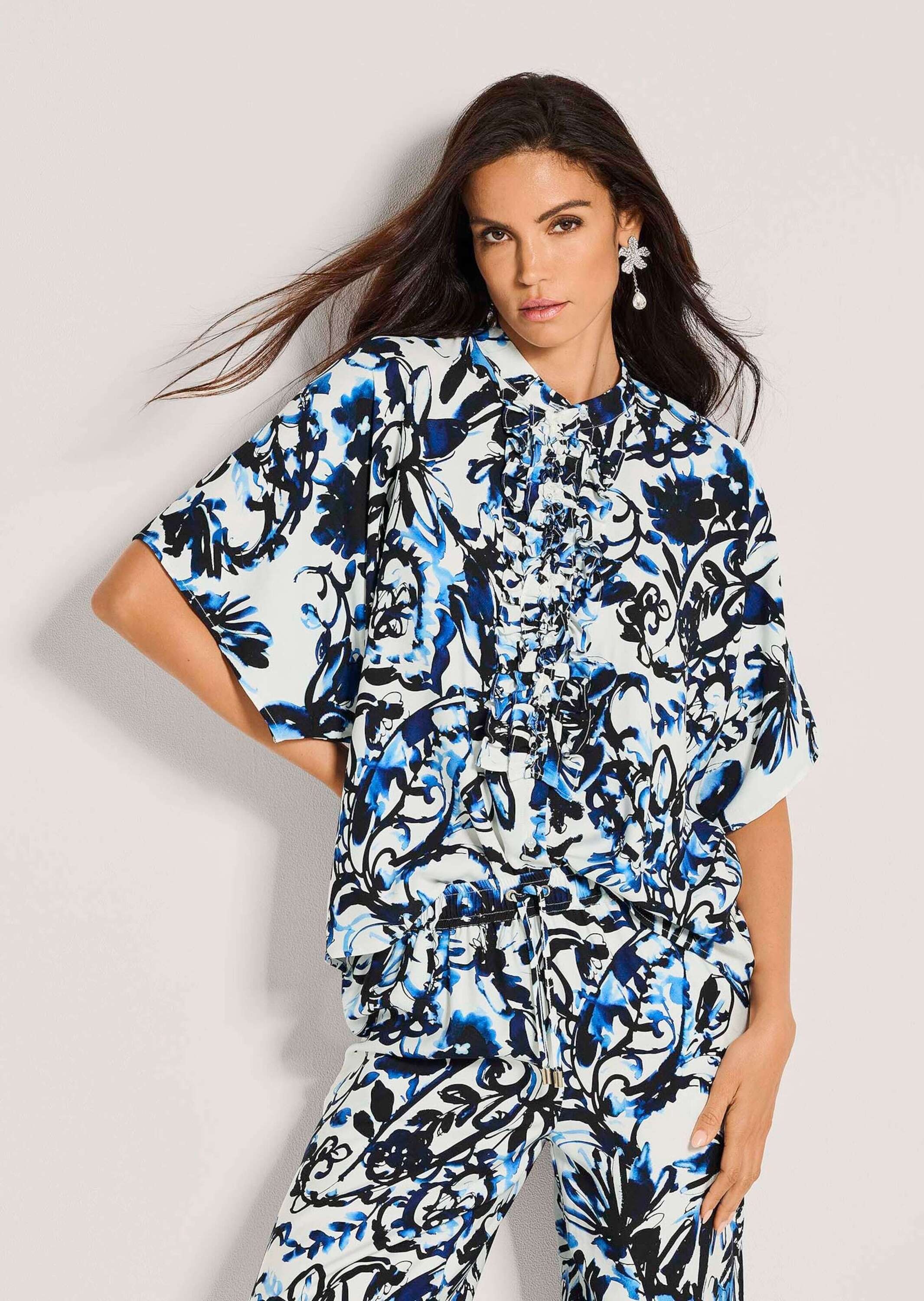 Thumbnail - MADELEINE Kurzarmbluse "Blusenshirt Oversized-Bluse mit Rüschen" Bluse mit Rüschendekoration an der Knopfleiste