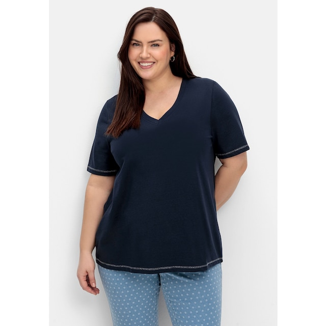 Sheego T-Shirt »Große Größen«, mit kleinem Glitzerdruck auf der Schulter  für kaufen | BAUR