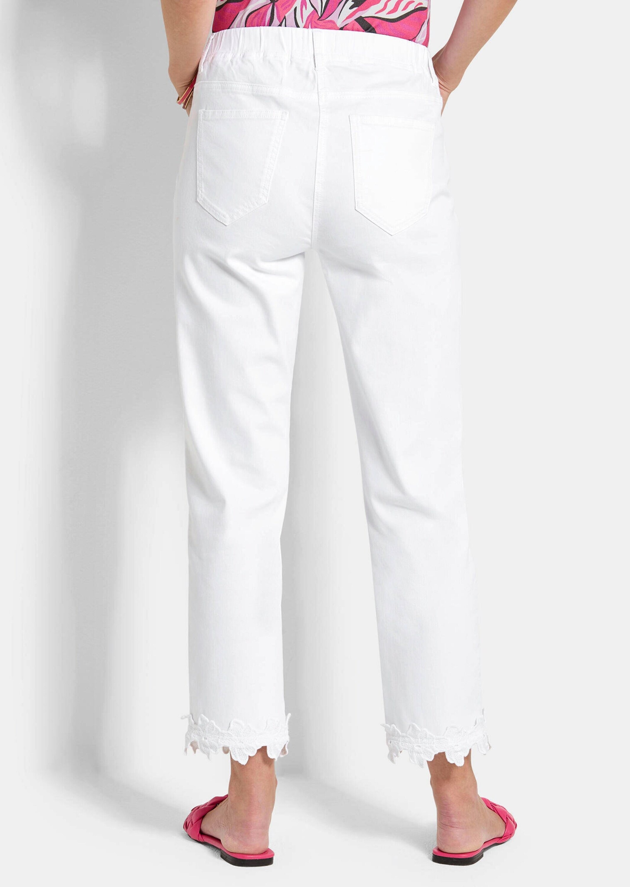 GOLDNER Schlupfhose »Jeans CARLA mit Spitzenbordüre«